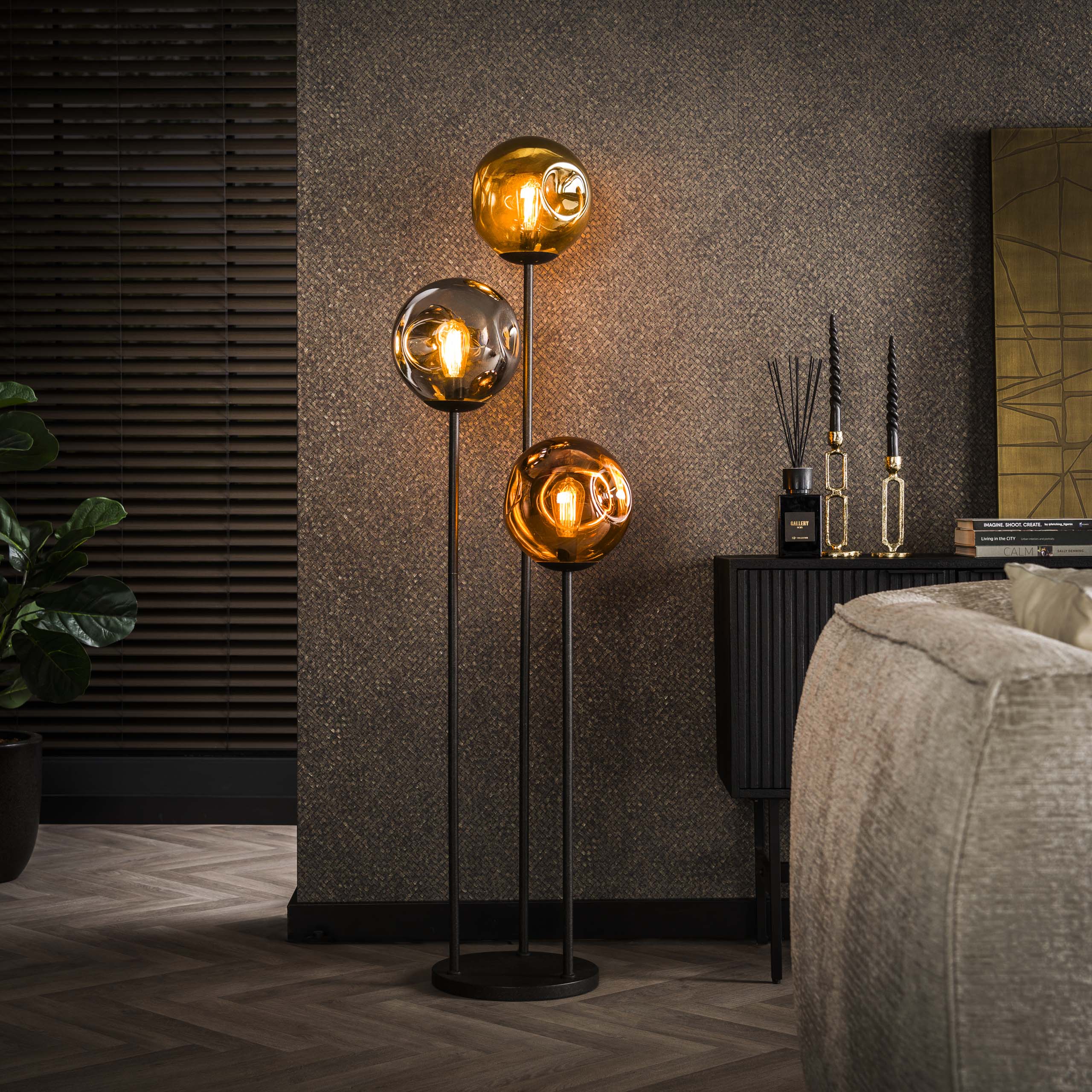 Lampadaire Stellar à gradins 3 lumières - Noir arctique