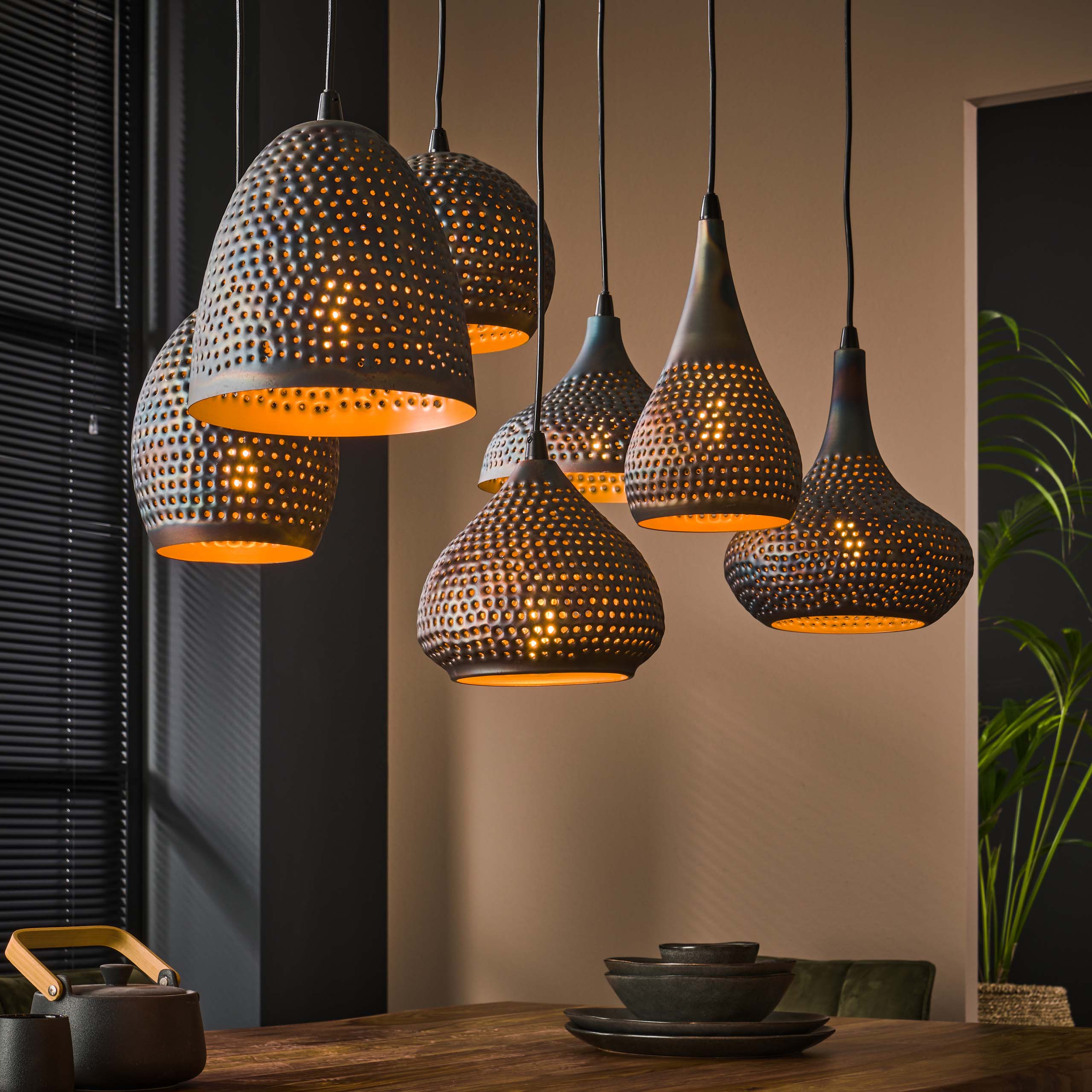 Lampe à suspension 4+3 punch mix / Brun noir