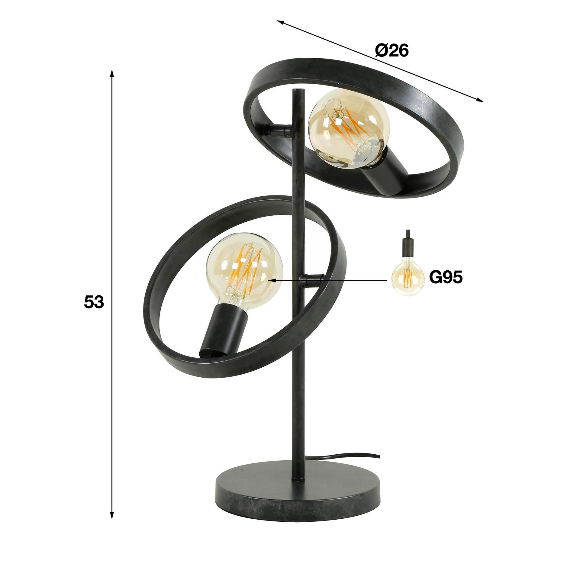 Lampe de table 2L hover / Charbon