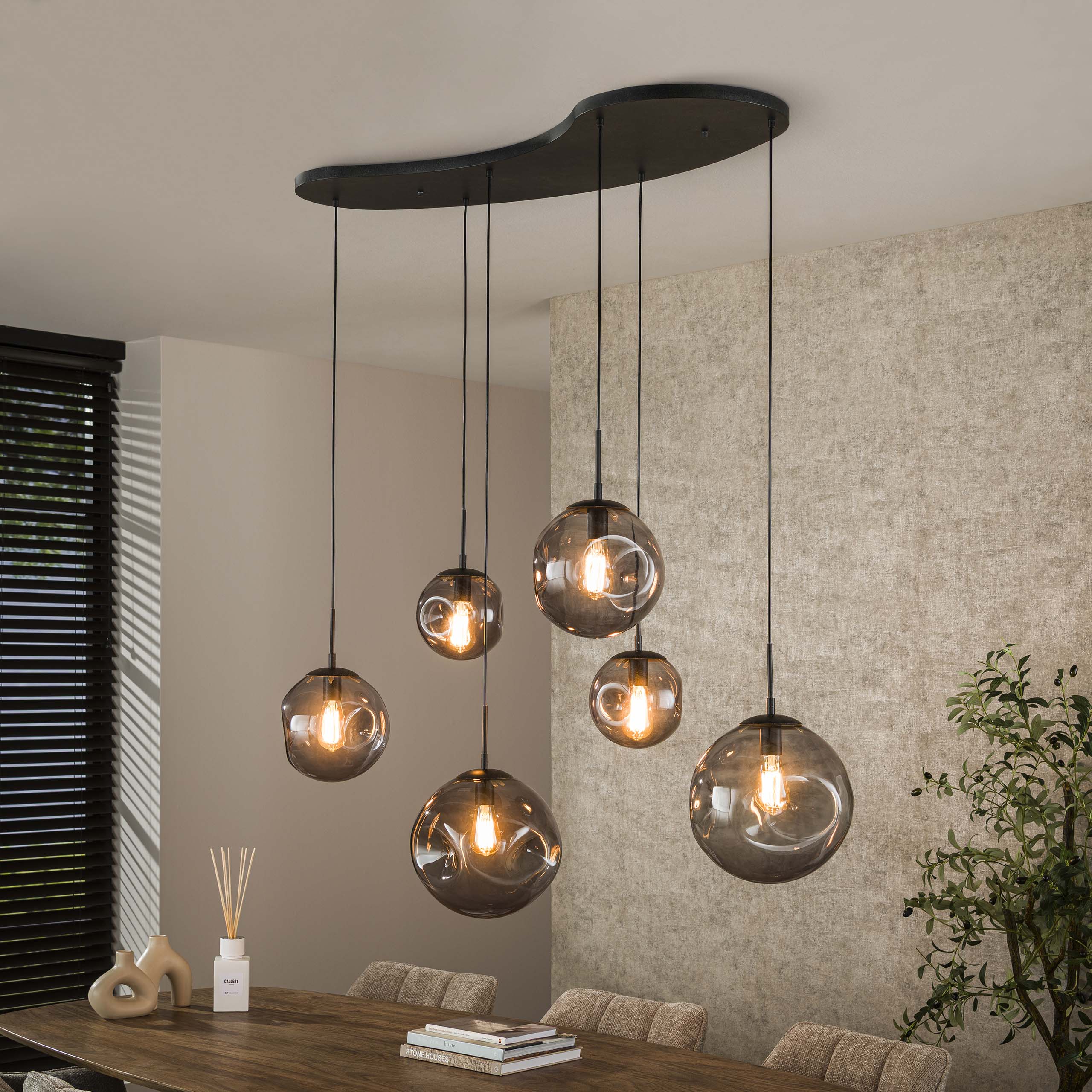 Lampe suspendue Stellar Black 6 lumières - Noir arctique
