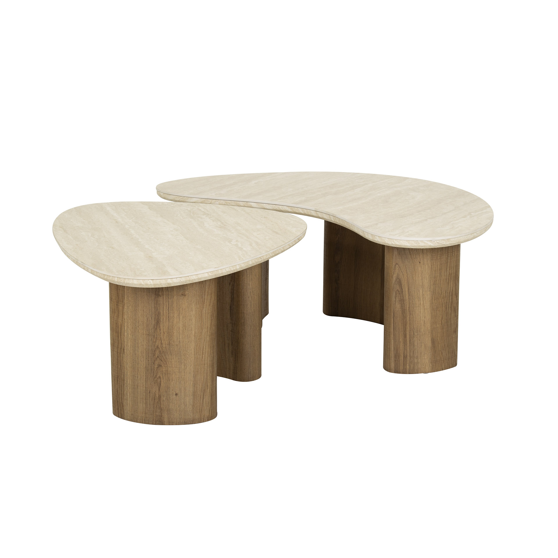 Ensemble de tables basses/2 céramiques organiques / Céramique travertin