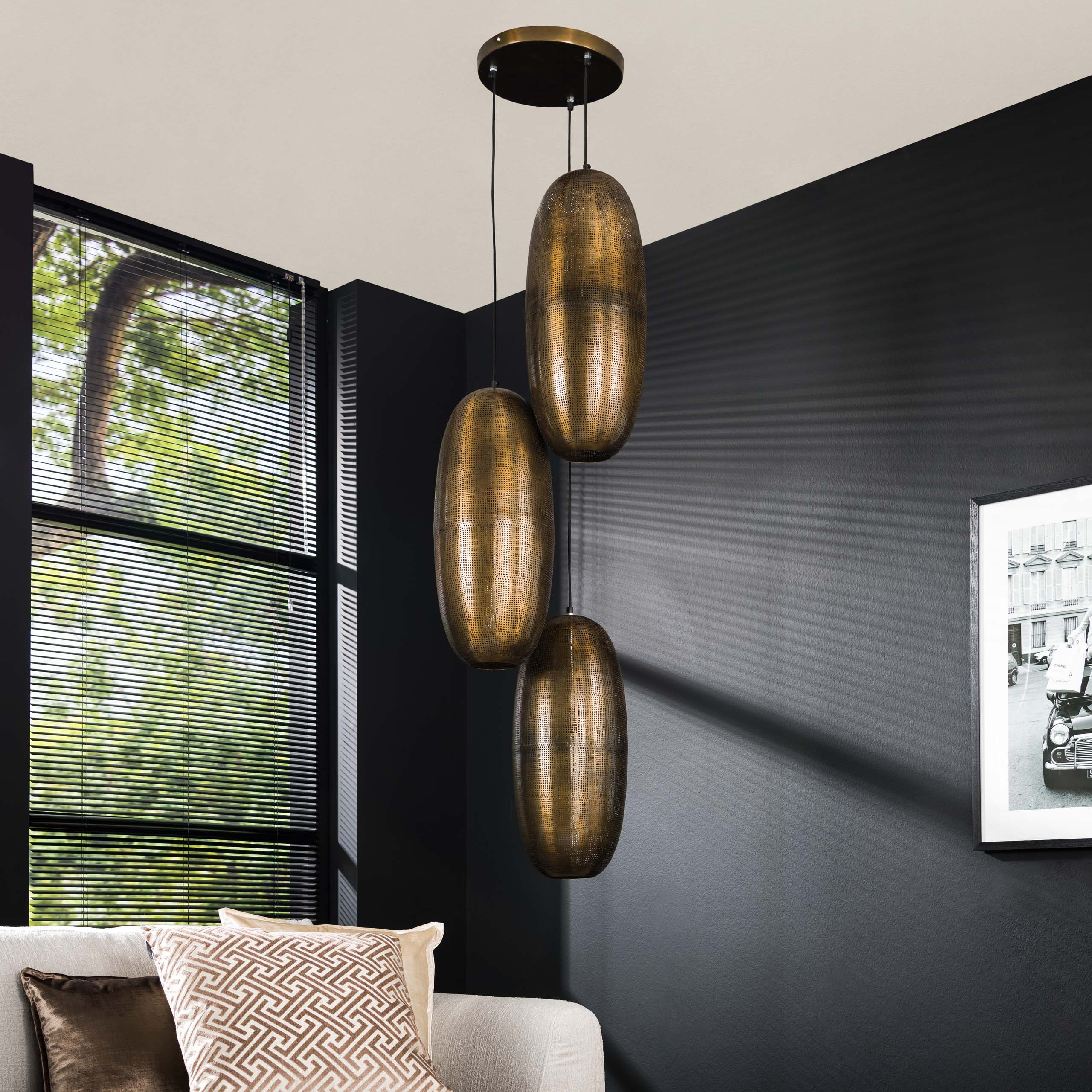 Lampe suspendue Cosmic à gradins 3 lumières - Bronze antique