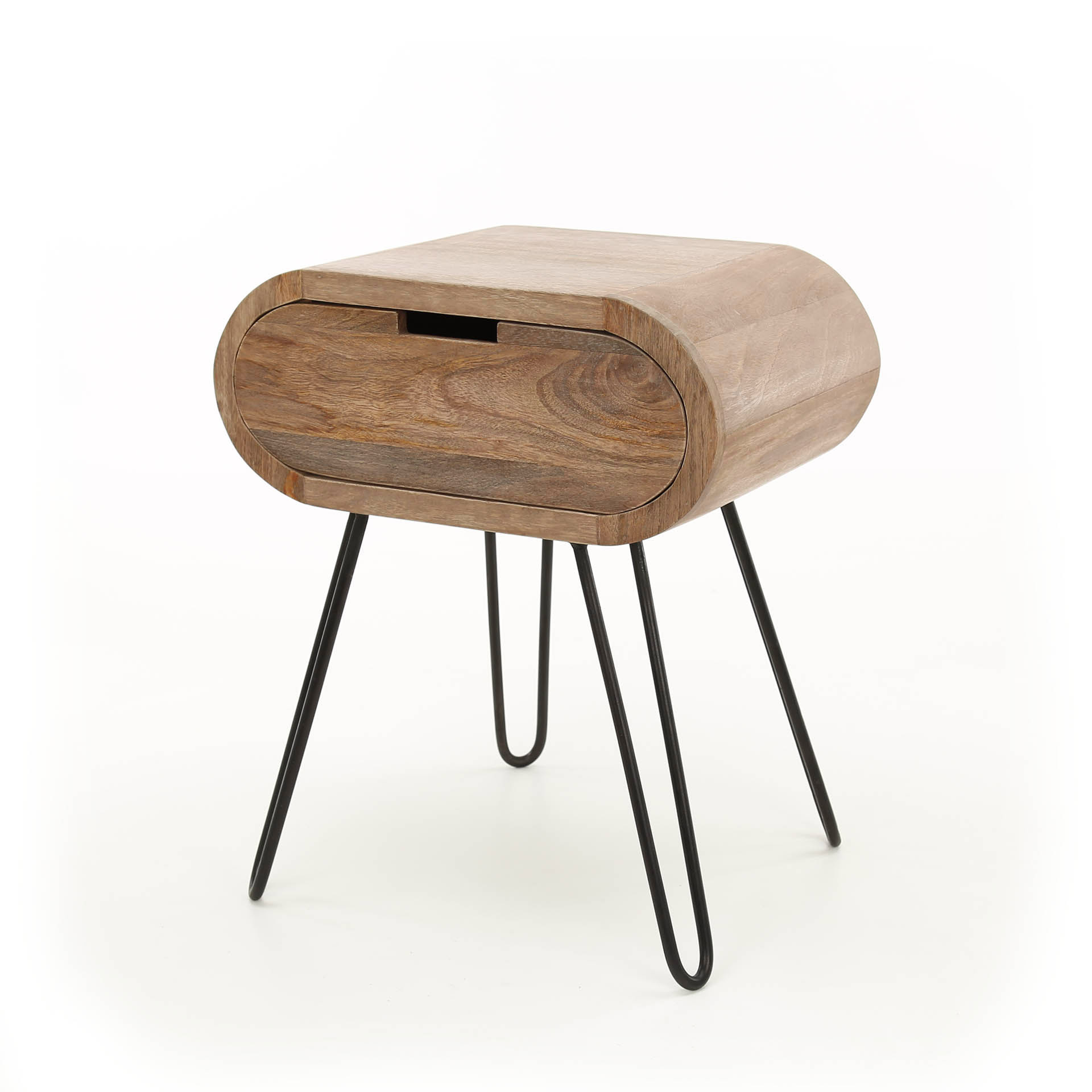 Table de chevet tonneau 1L / Manguier massif coloris sable