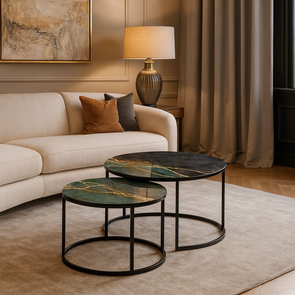 Table basse Noir - Marbre Vert