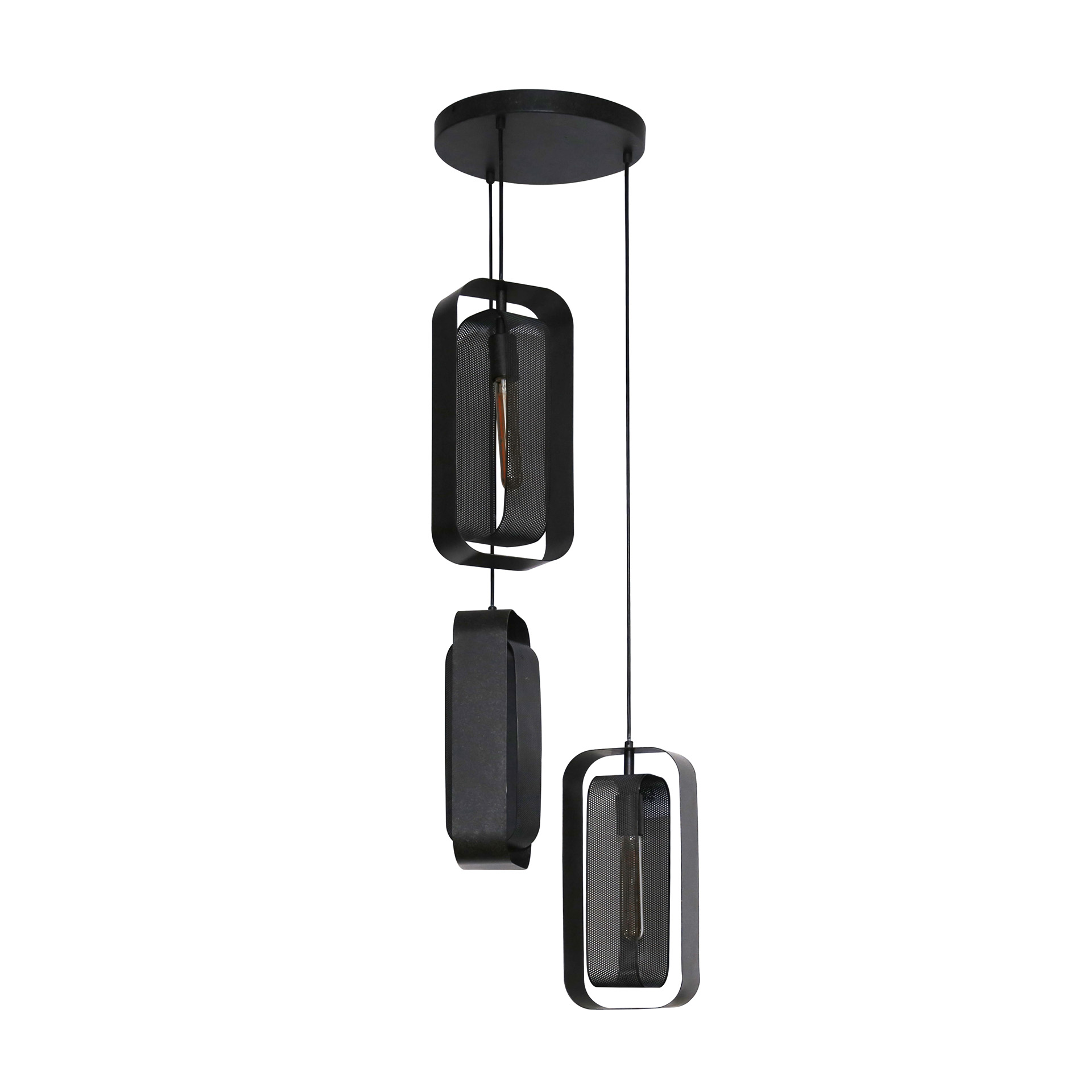 Lampe suspendue 3L maille rotative / Artic noir
