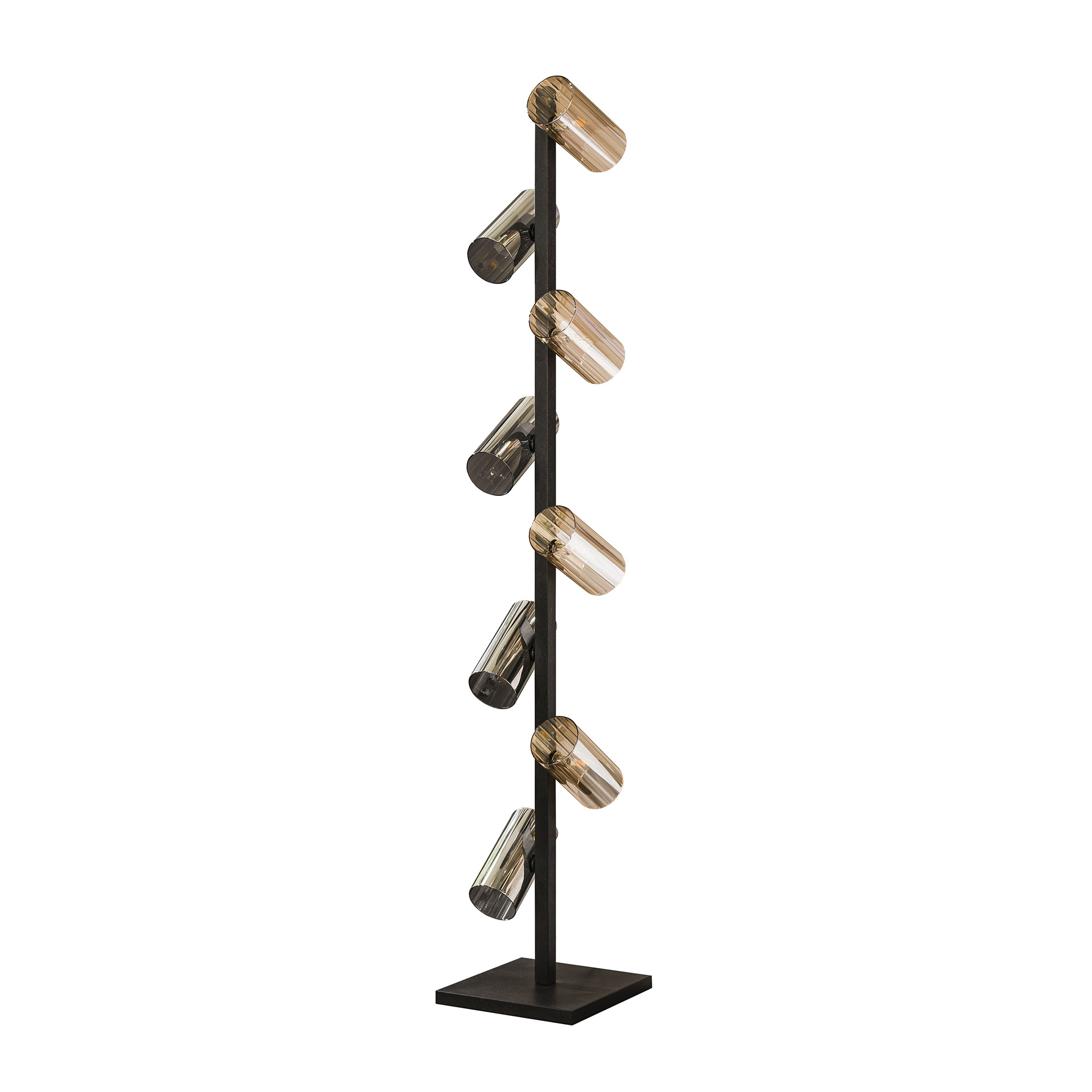 Lampadaire Cylindre Verre 8 lumières - Noir Artique