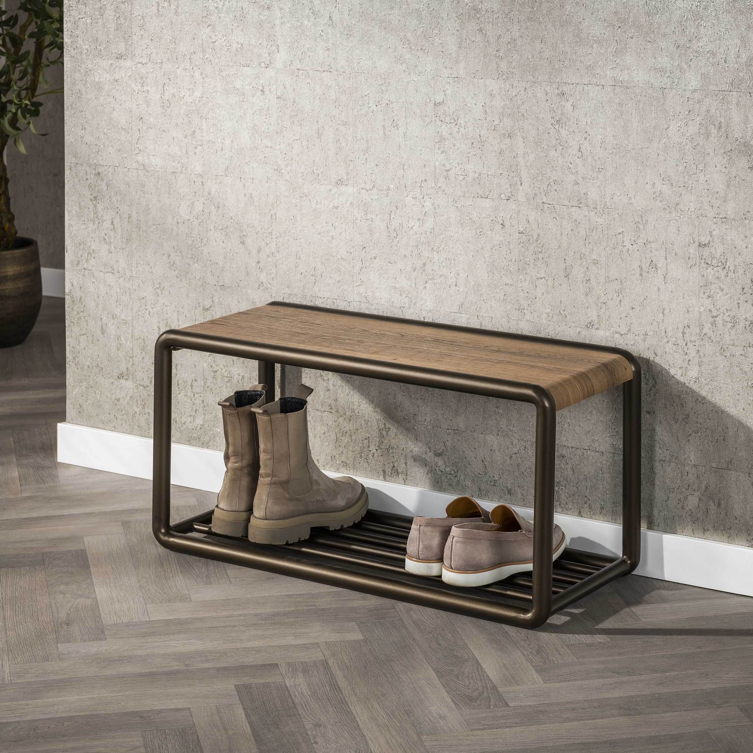 Banc à chaussures Luno Drift marron - banc de rangement