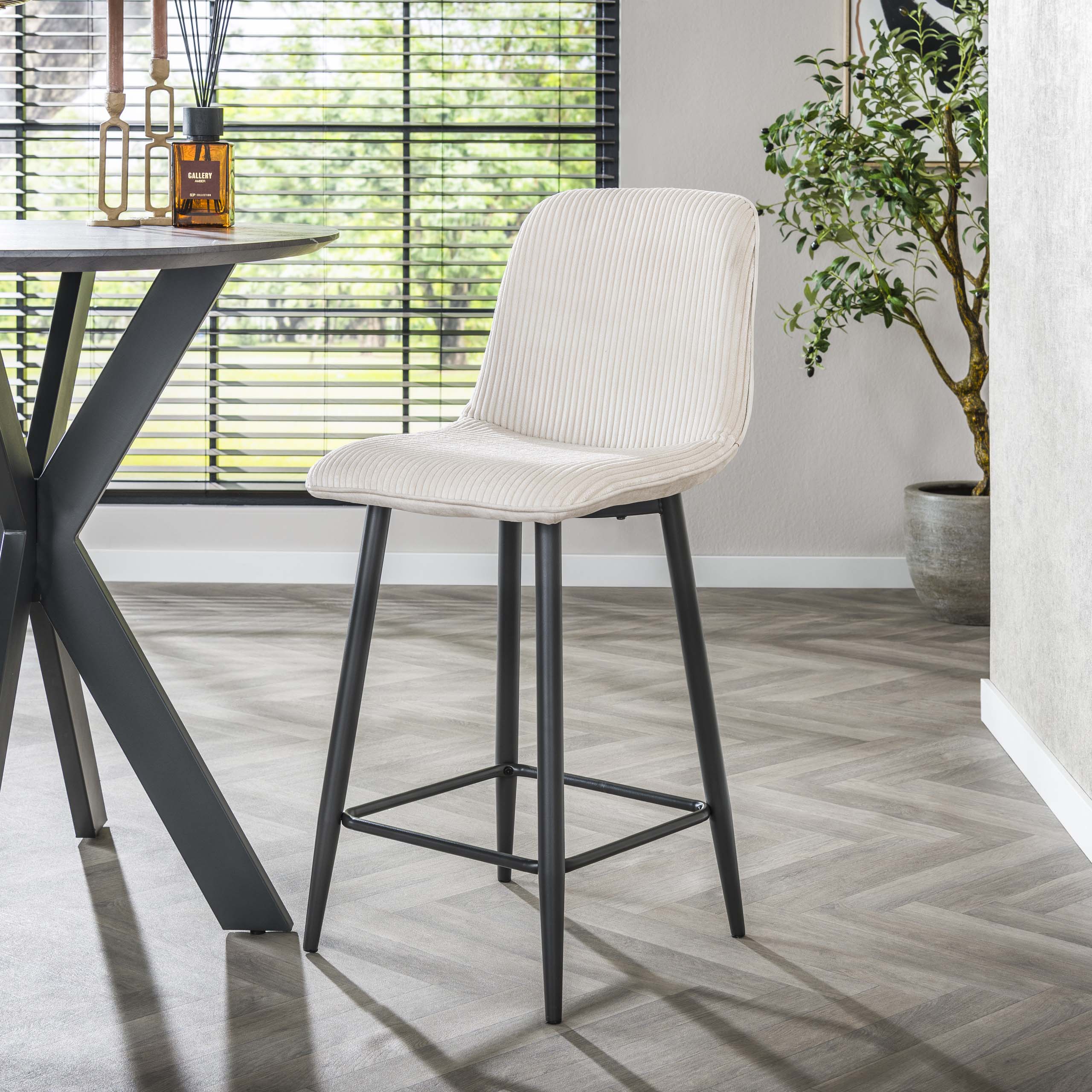 Chaise de bar Rib VPE2 / Rock Blanc cassé