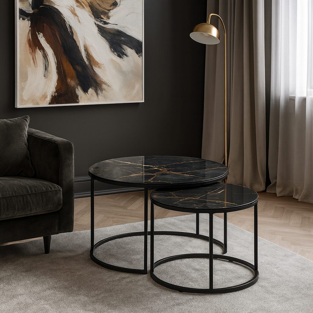 Table basse Noir - Marbre Noir & Or