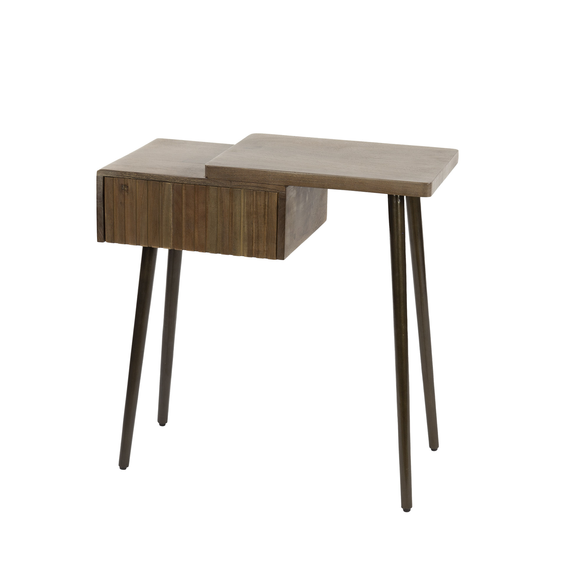 Table de chevet Carve 1 tiroir à droite - Acacia massif marron