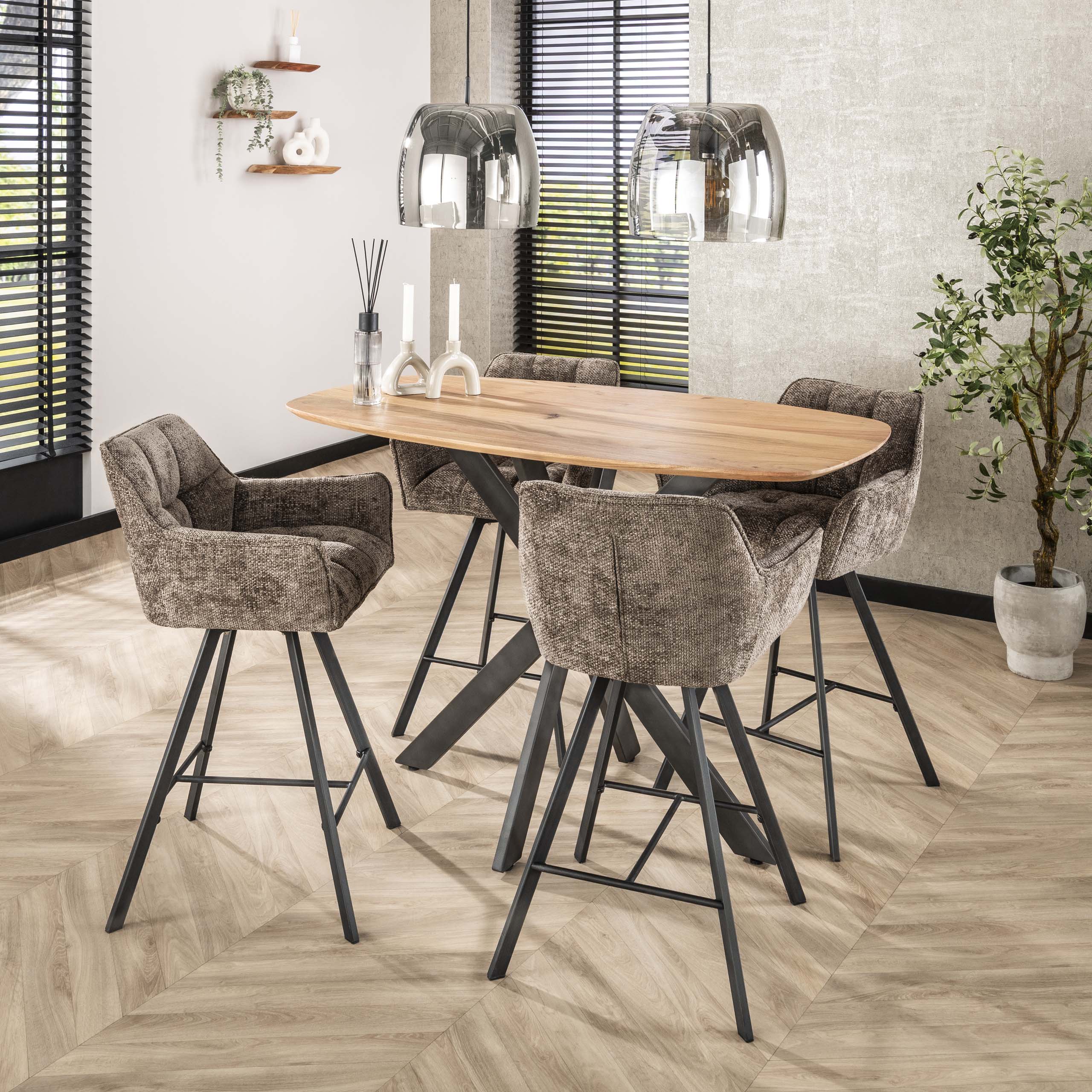 Chaise de bar Raster rotative - par 2 - Hoven taupe