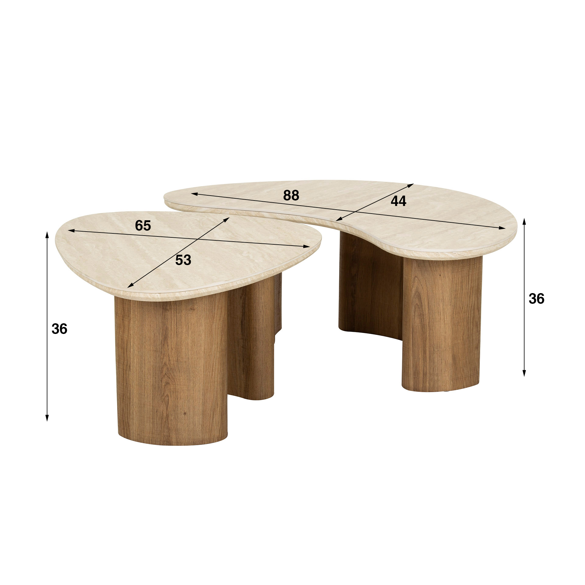 Ensemble de tables basses/2 céramiques organiques / Céramique travertin