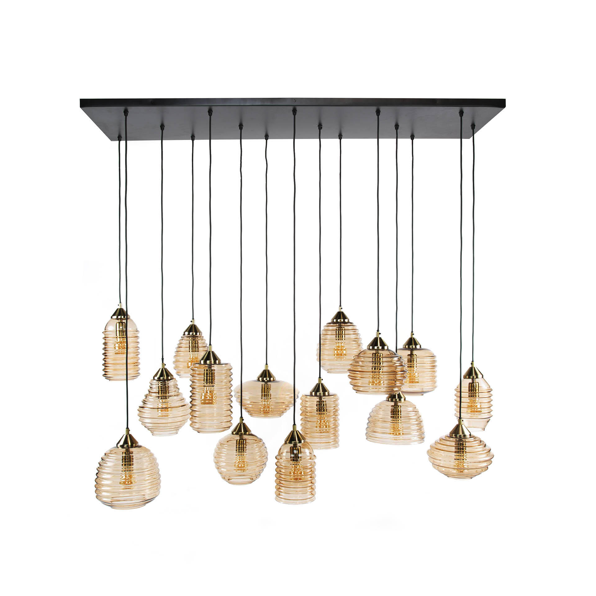 Lampe suspendue Rib Glass 15 lumières - Verre ambré