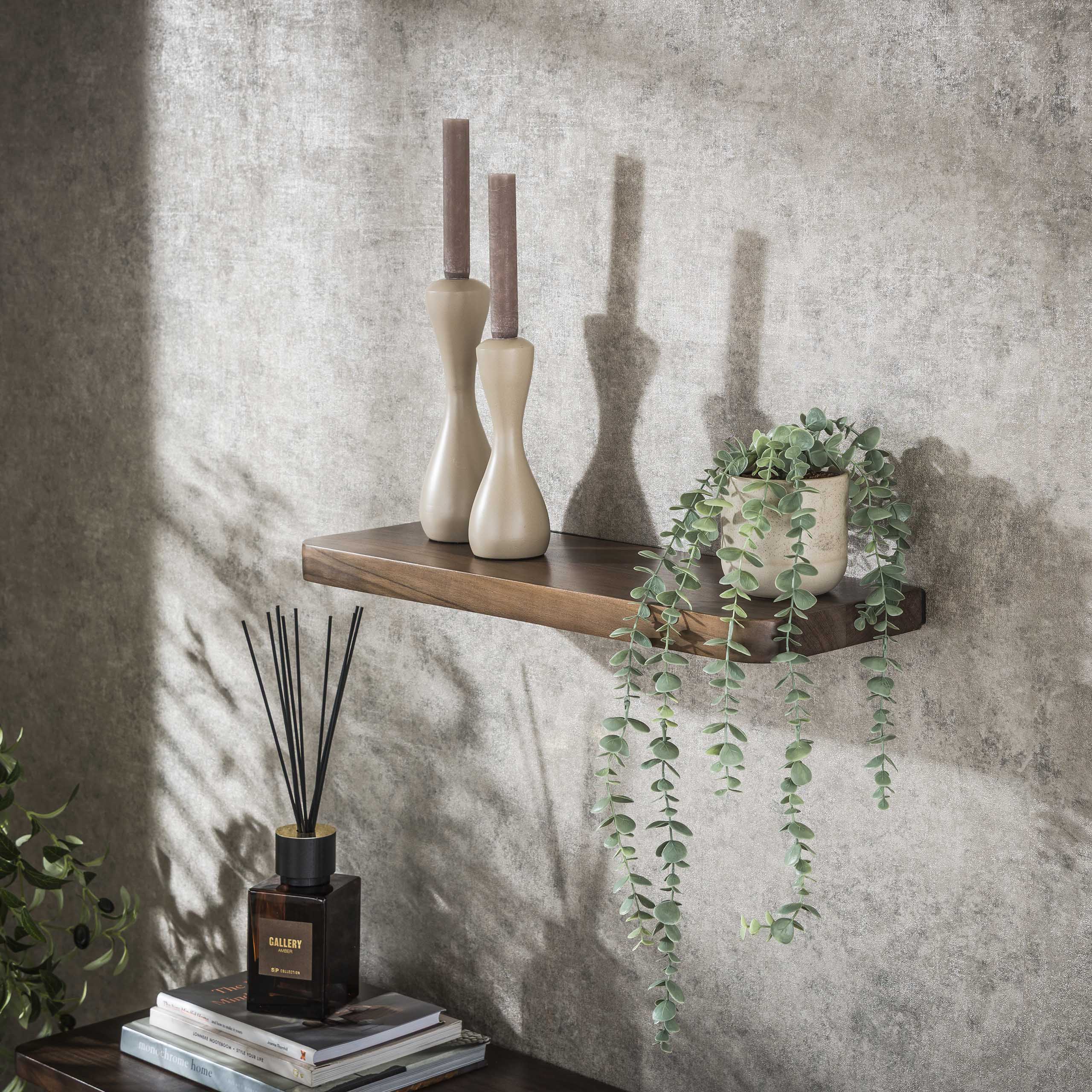 Etagère murale Carve 60 cm - Acacia massif marron