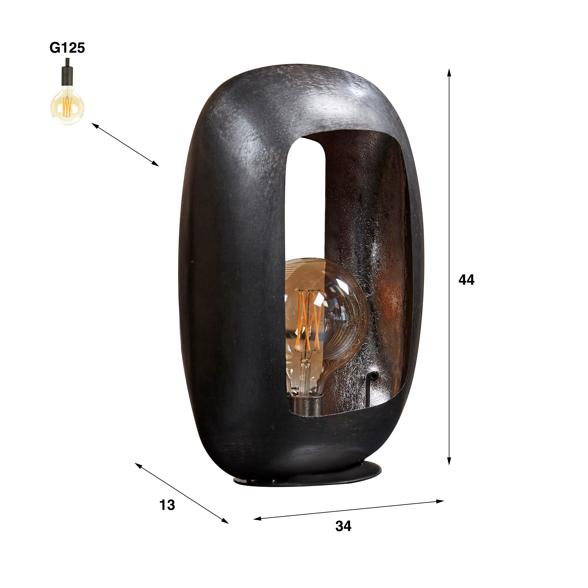 Lampe de table Arch XL / Nickel noir