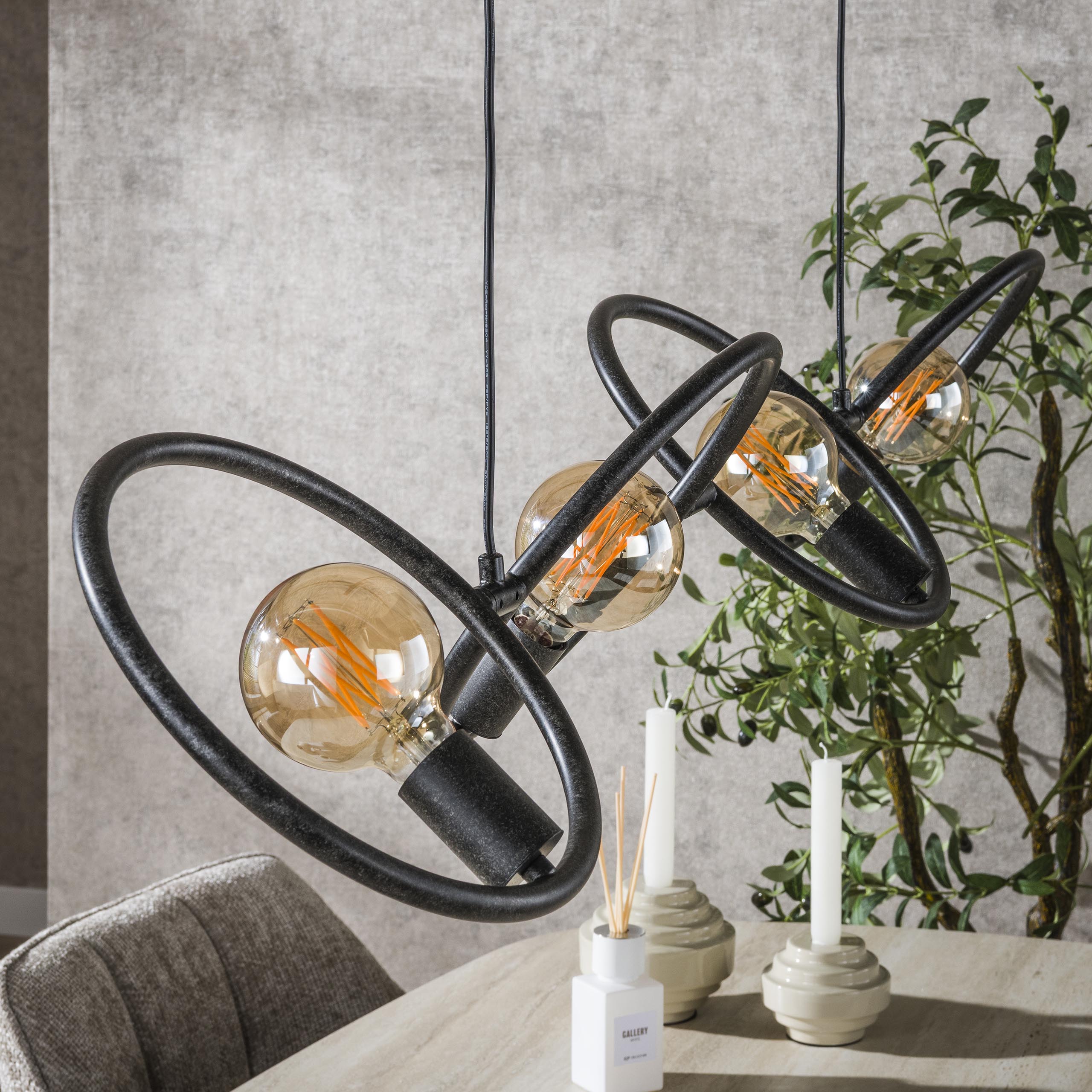 Lampe suspendue Loop 4 lumières Artic noir