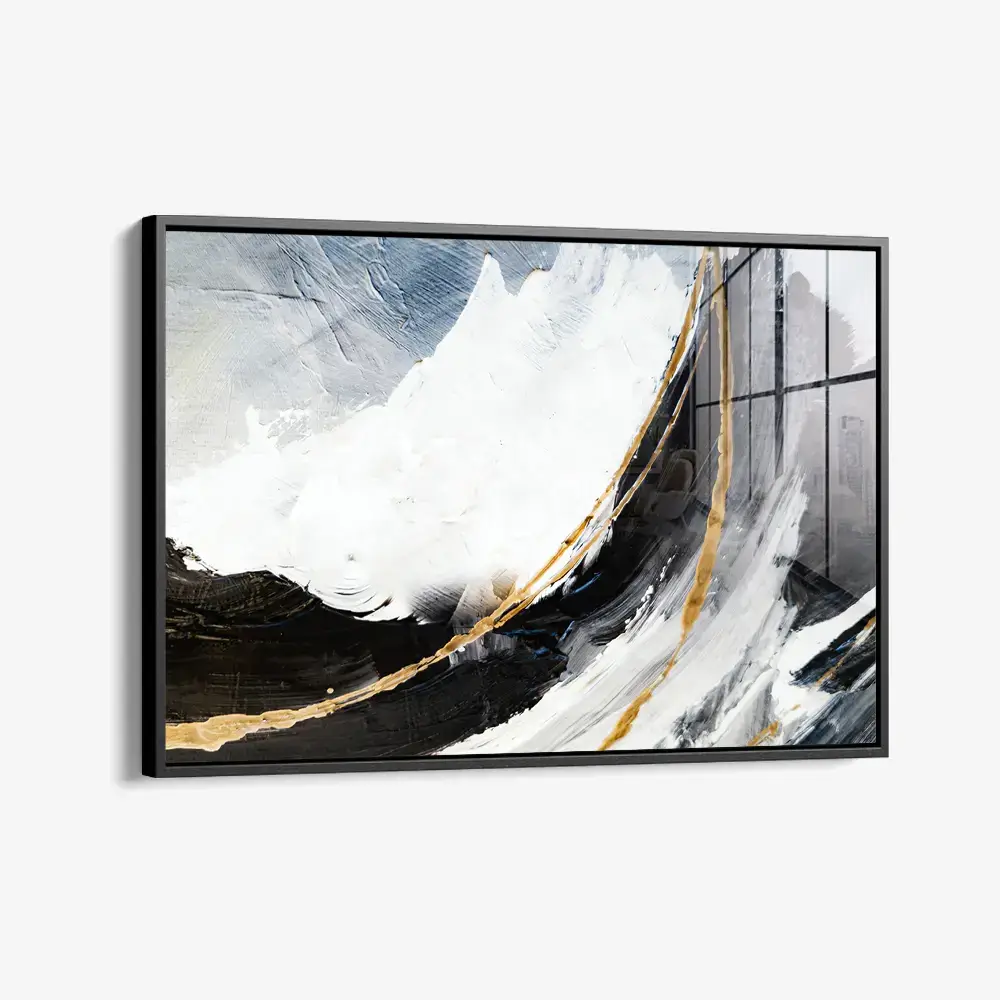 Black,  White & Gold Abstract – Verre