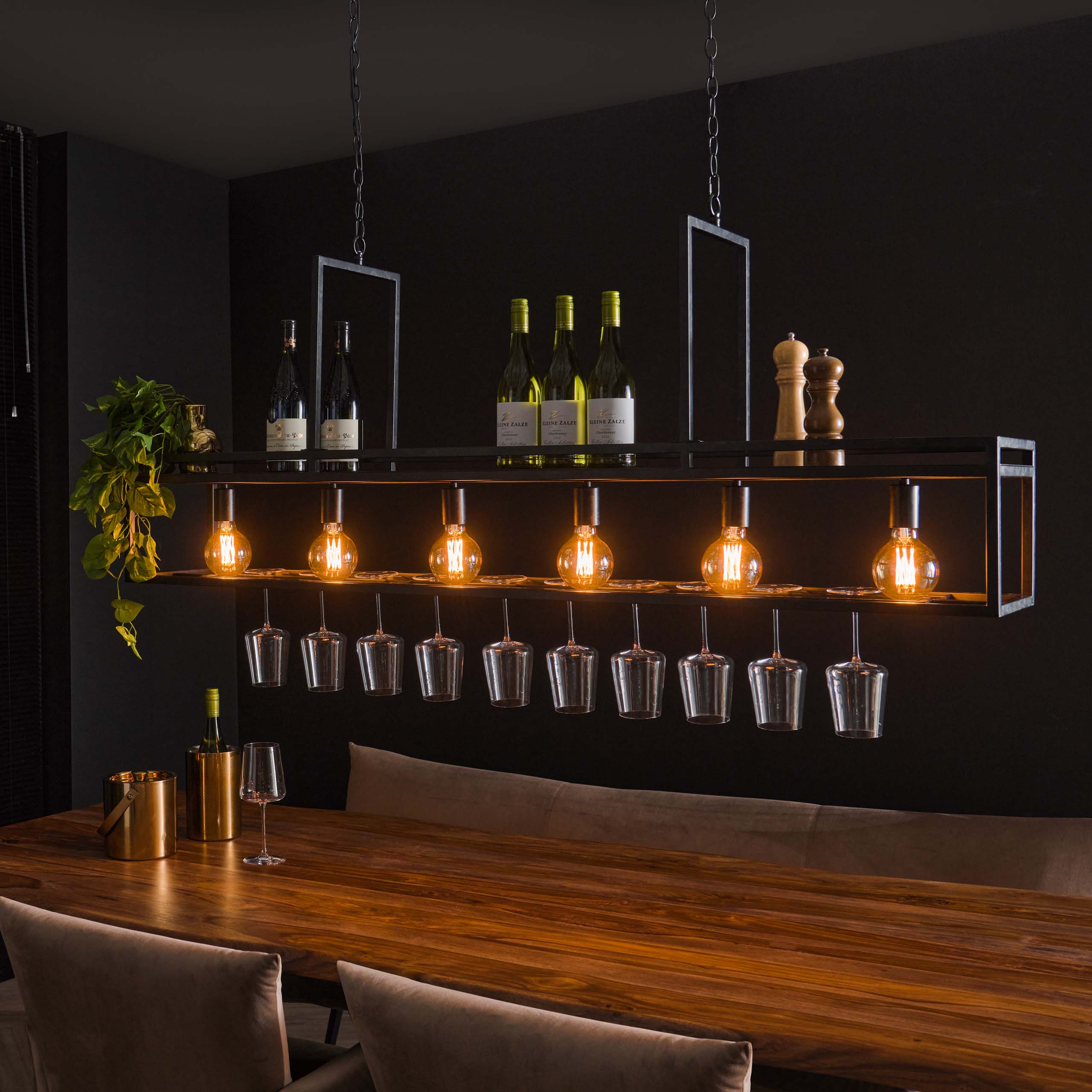 Lampe suspendue 6L decor / Charbon