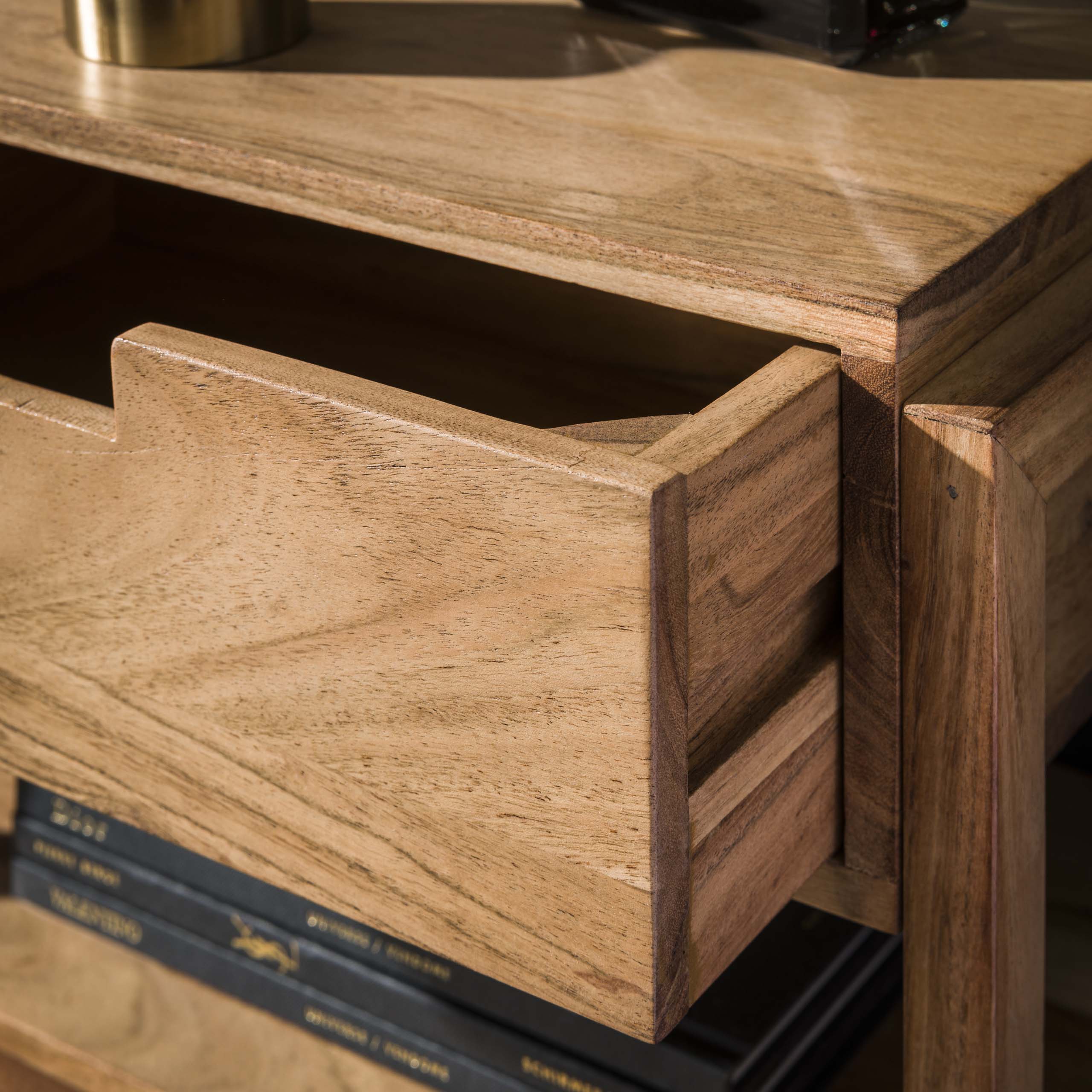 Table de chevet 1L structure bois flottante / Acacia massif naturel