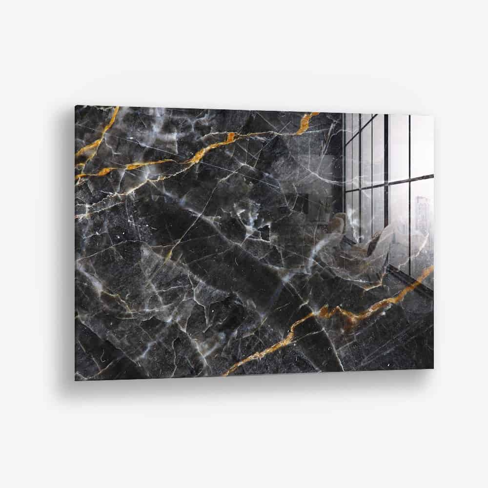 Black,  White & Gold Stone – Verre