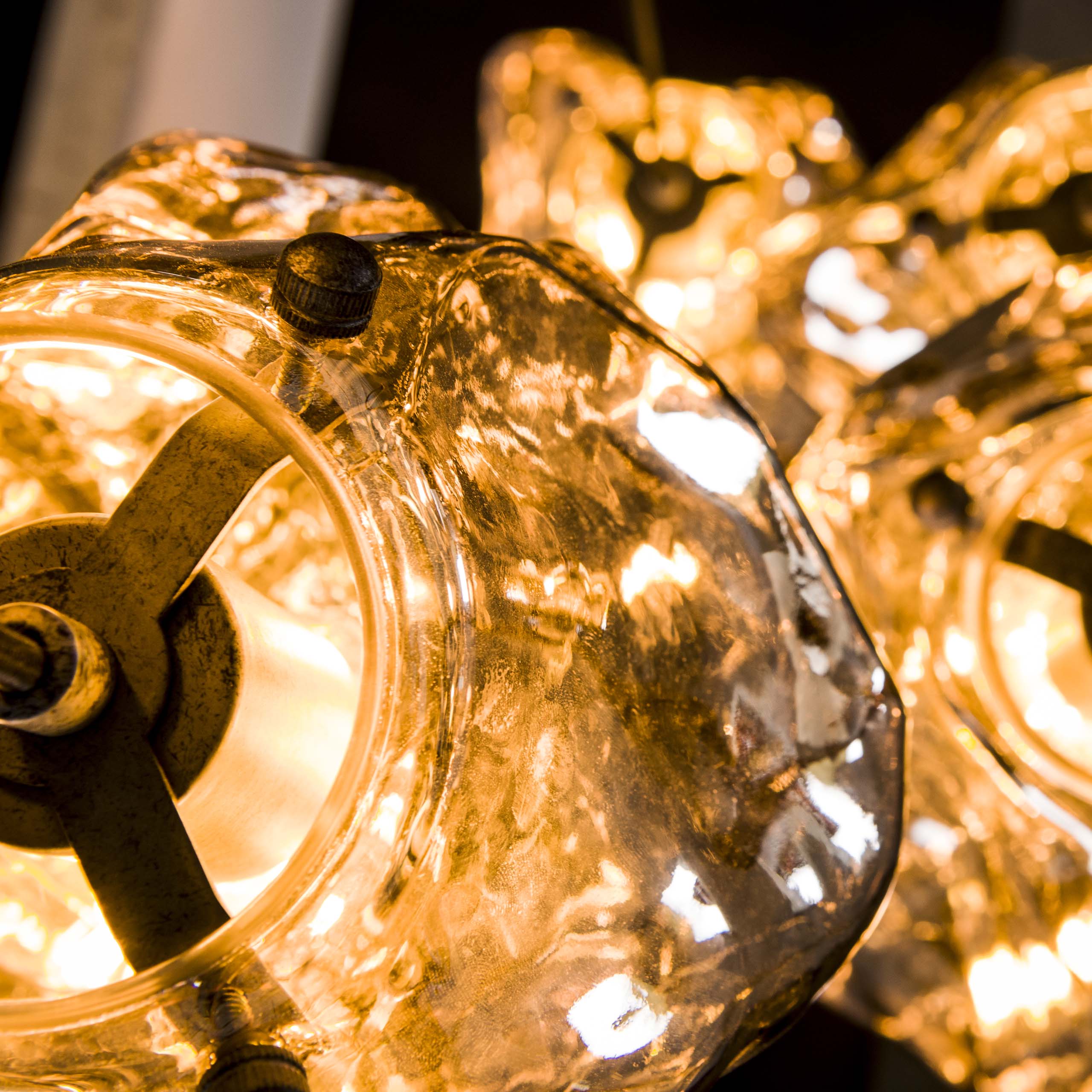 Lampe suspendue 5L roche à gradins / Verre chromé