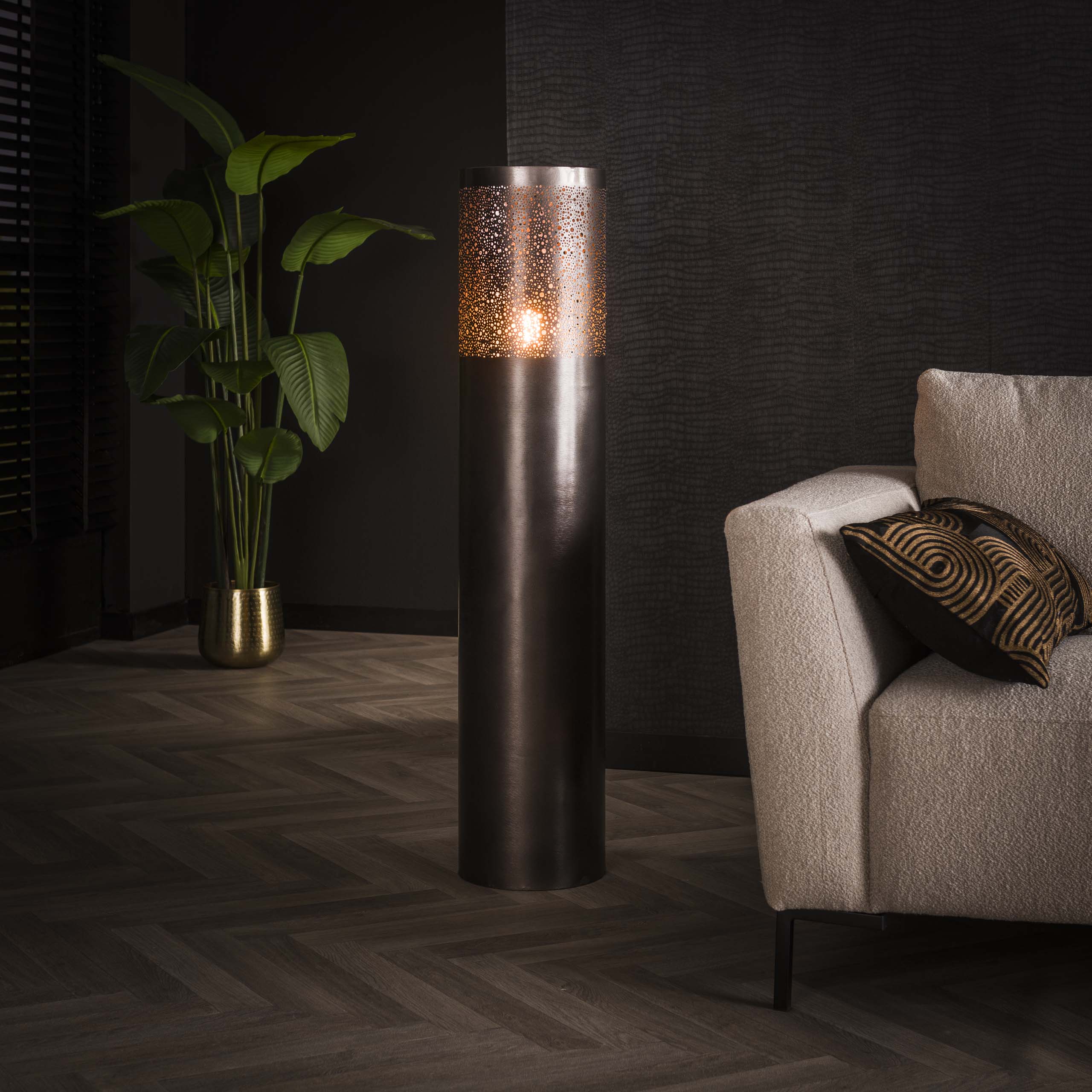 Lampadaire Cylindre Glow 1 lumière 120 cm - Nickel noir