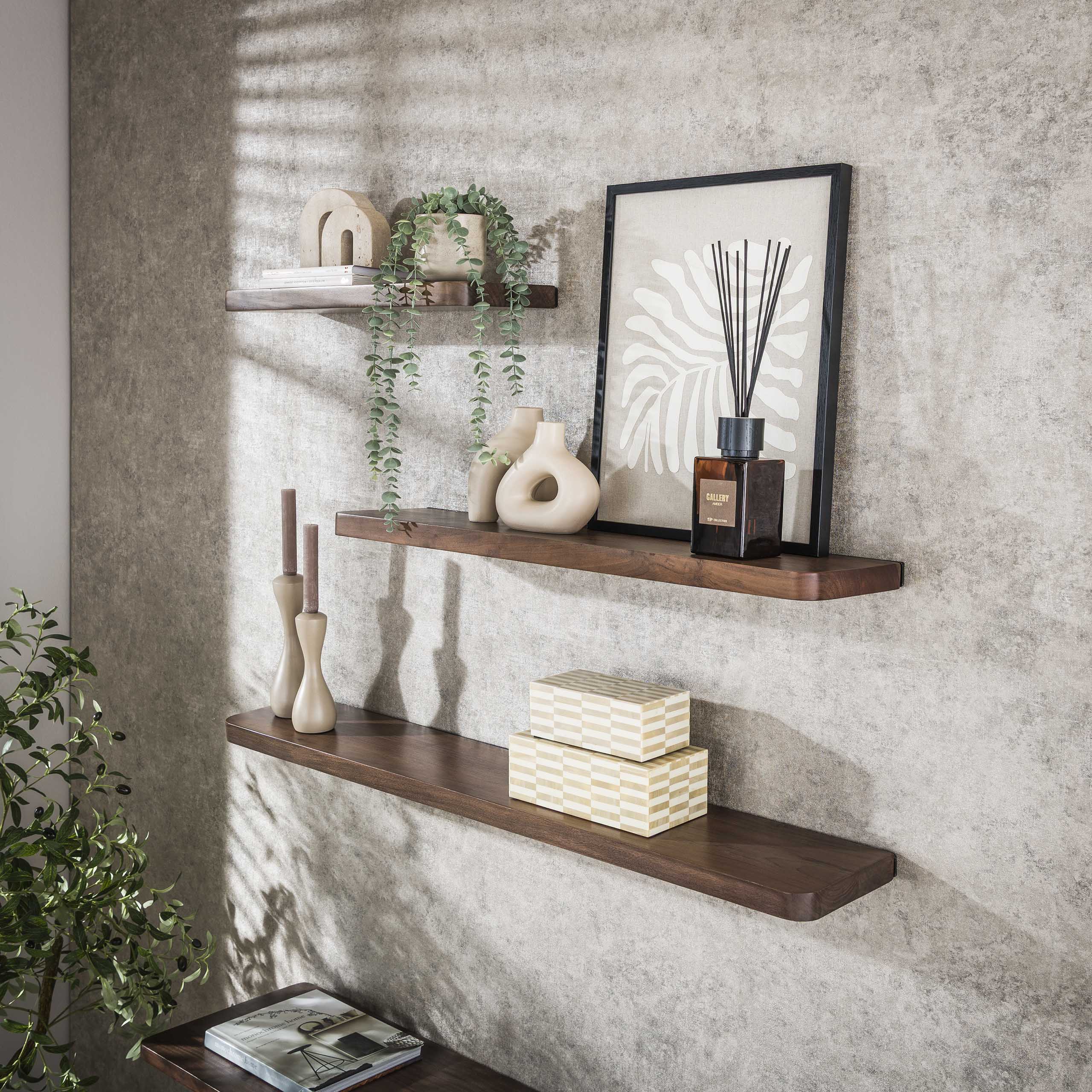 Etagère murale Carve 120 cm - Acacia massif marron