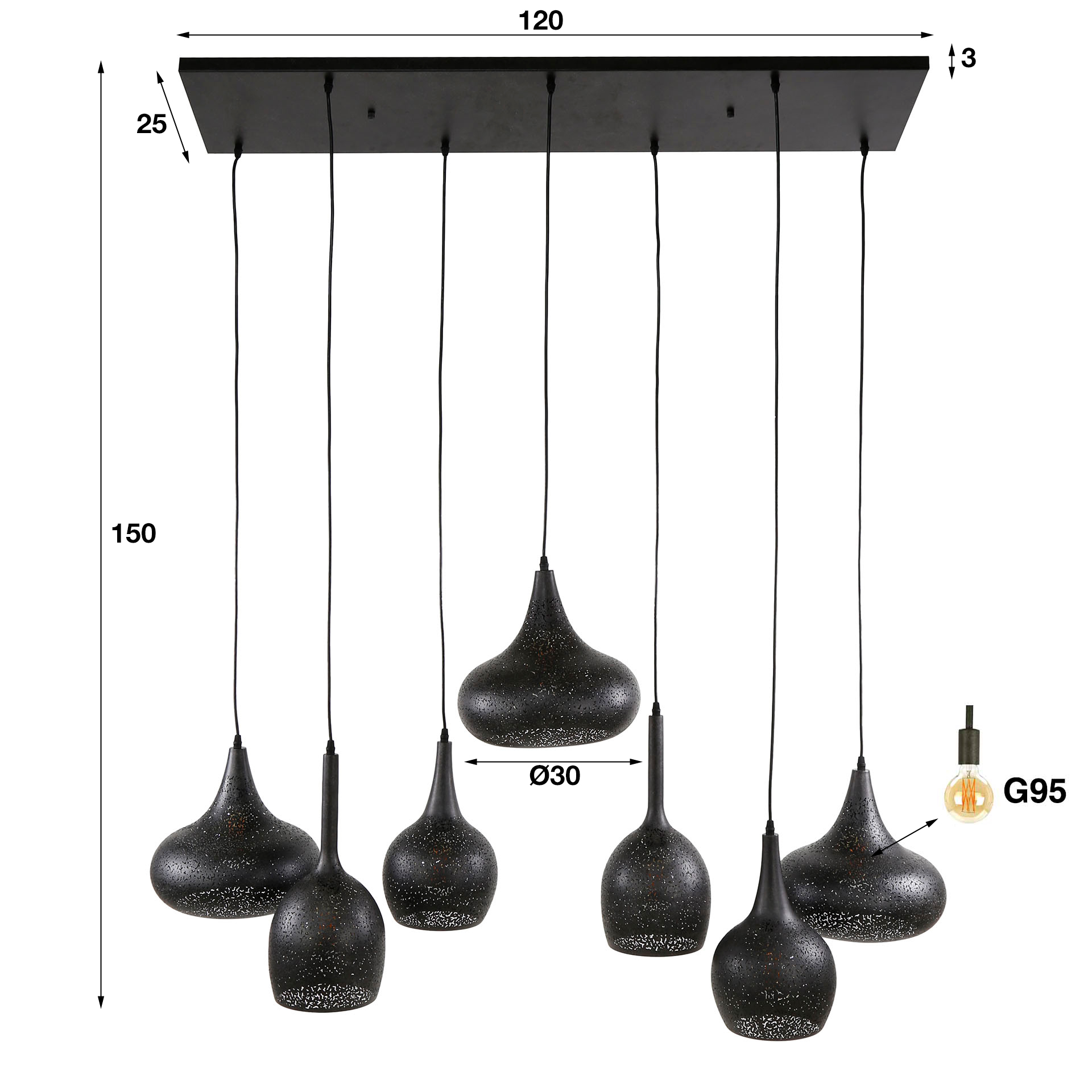 Lampe suspendue 4+3 zip / Noir Artic