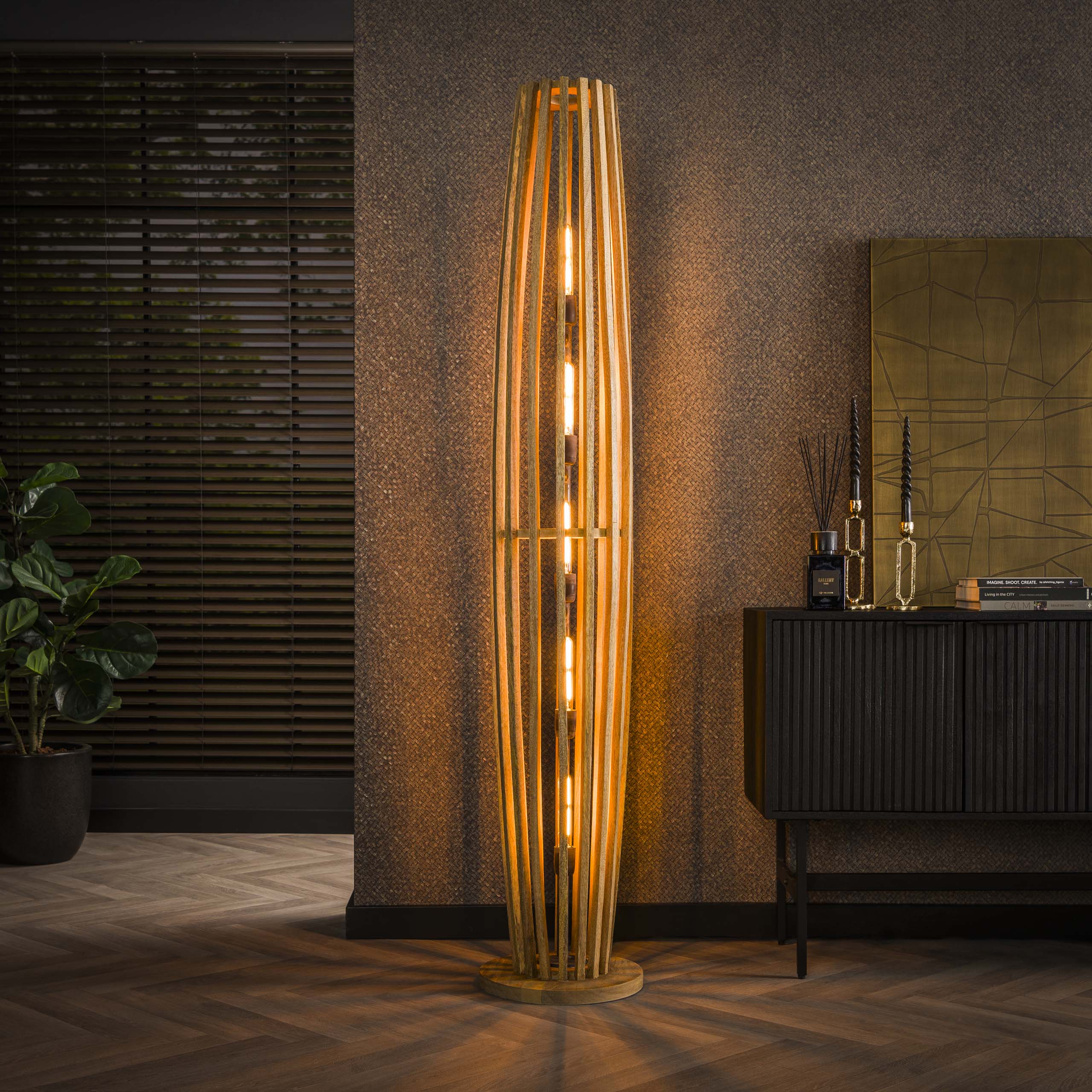 Lampadaire 5L orbite XL / Manguier massif naturel