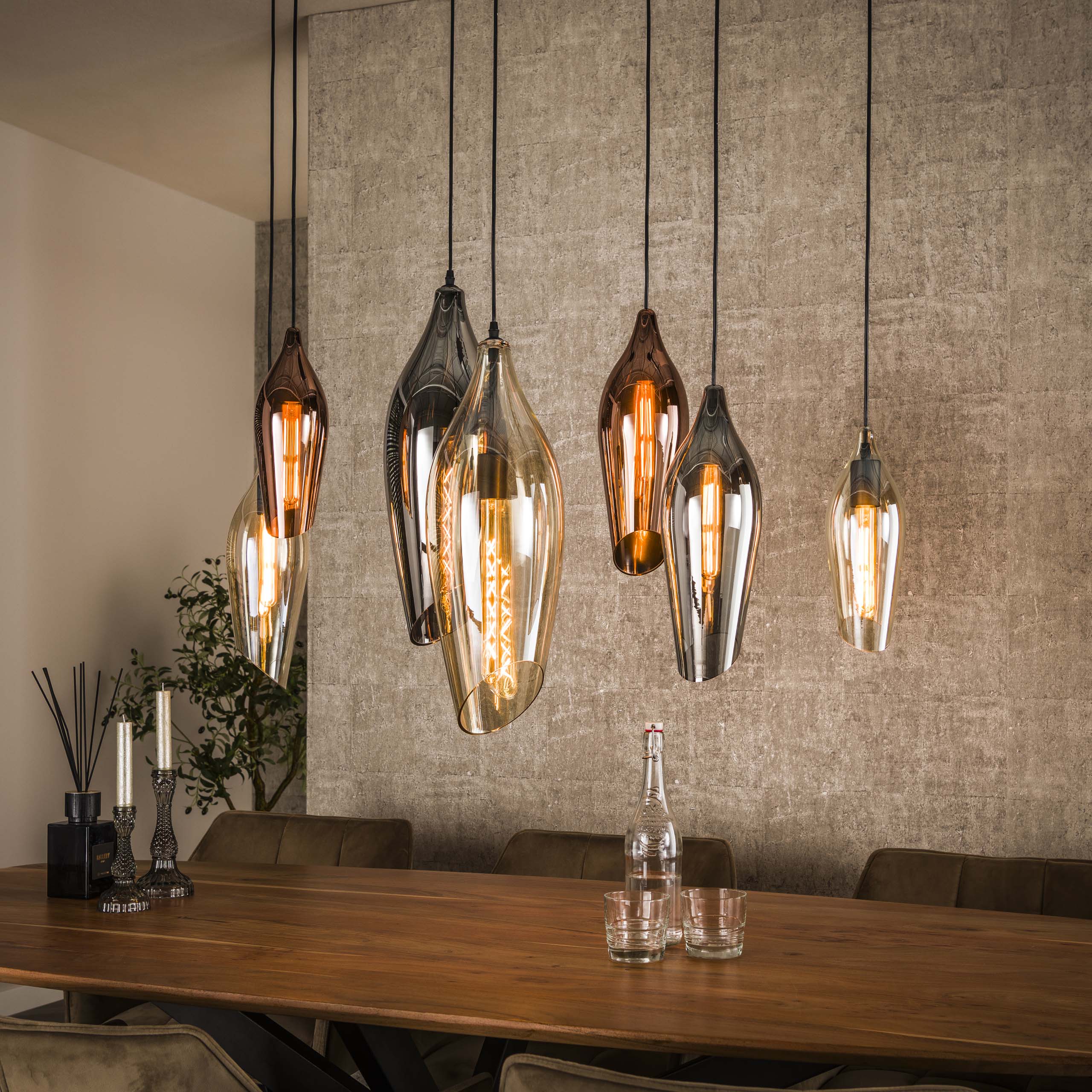 Lampe suspendue 4+3 cocoon mix verre / Noir