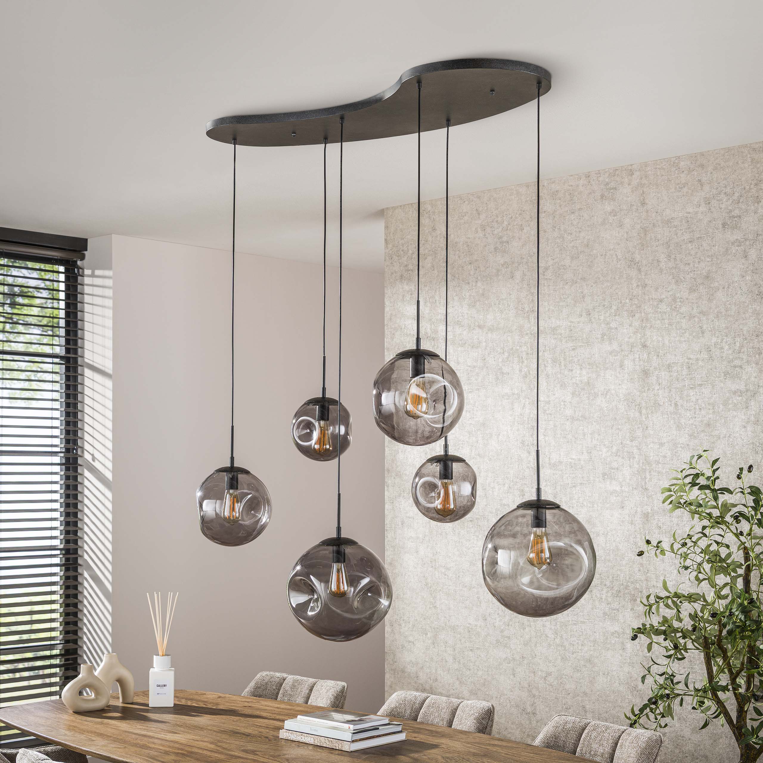 Lampe suspendue Stellar Black 6 lumières - Noir arctique