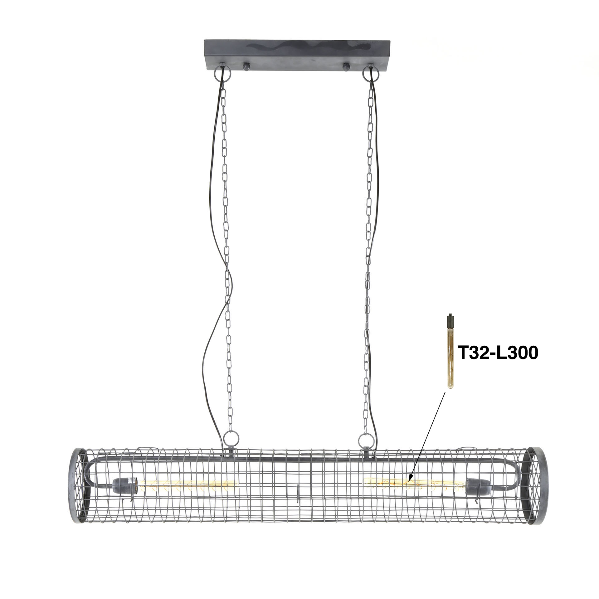 Lampe suspendue D20cm cylindre maille/Gris ardoise
