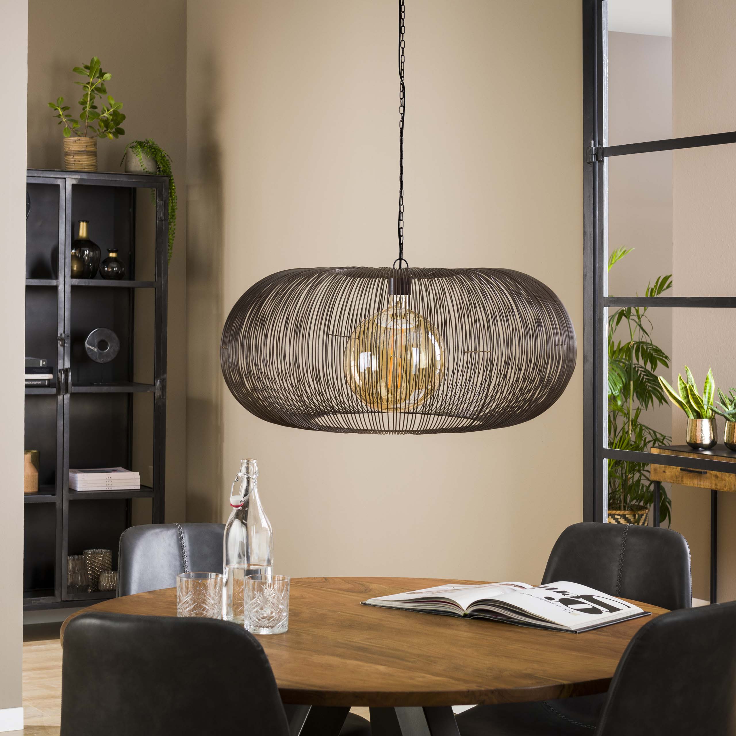 Lampe à suspension Ø70 twist cuivre / Nickel noir