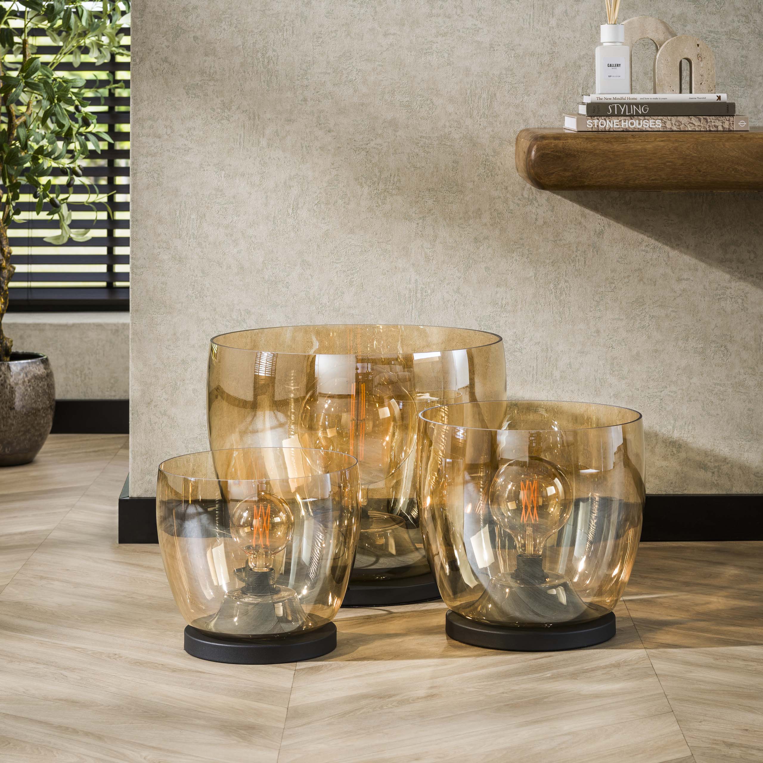 Lampadaire UP XL 1 lumière - Verre ambré