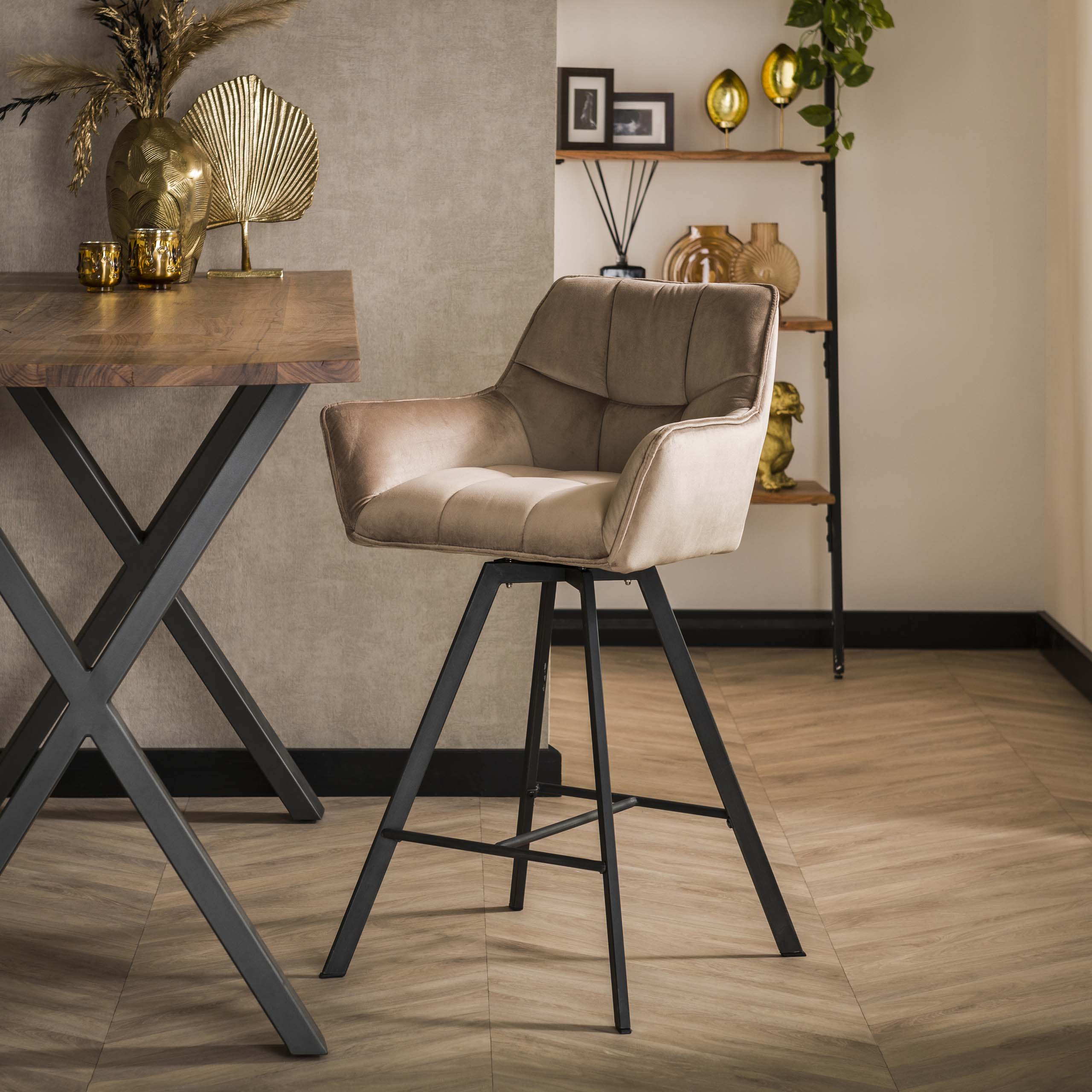 Grille de chaise de bar rotative. VPE2 / Velours champagne