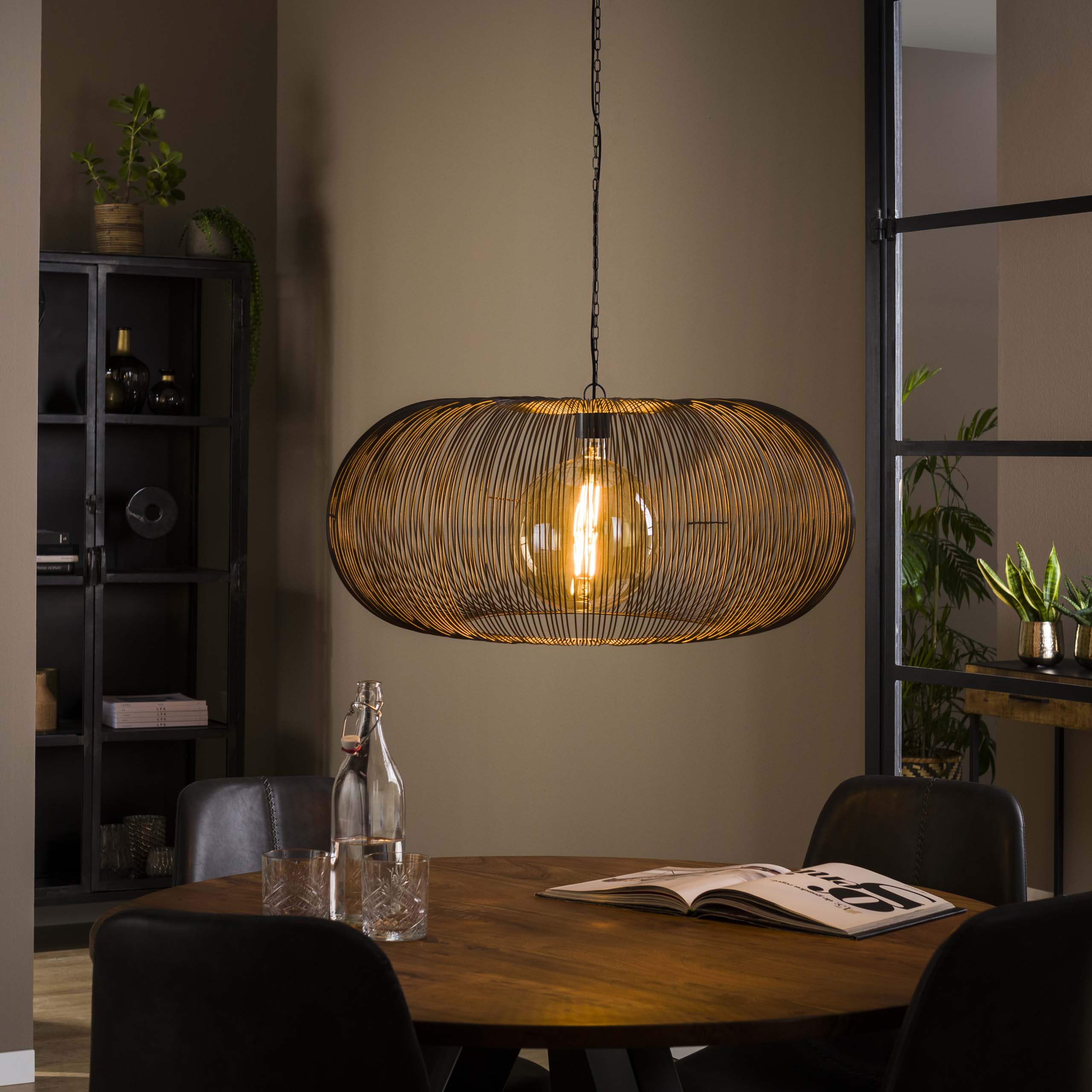 Lampe à suspension Ø70 twist cuivre / Nickel noir