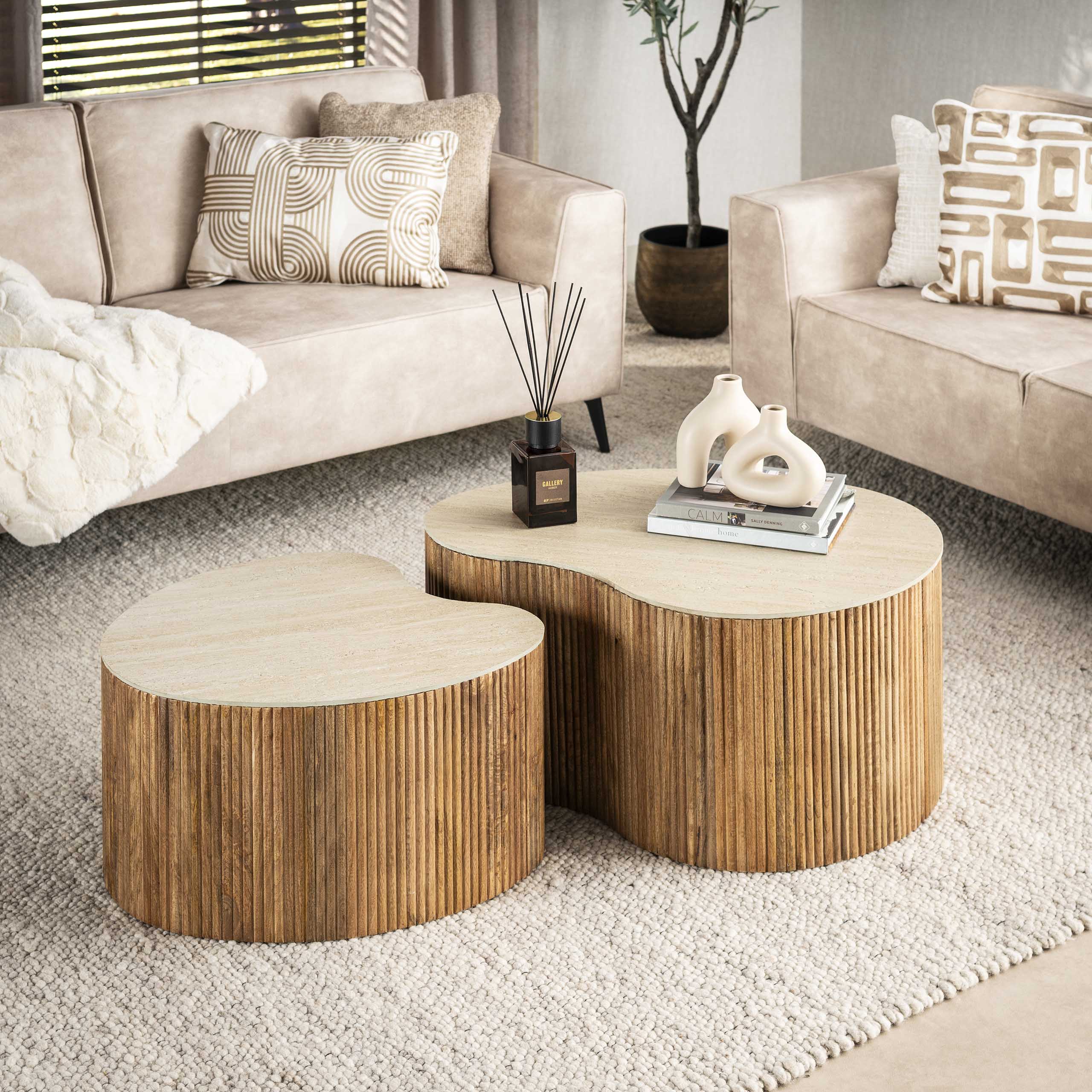 Table basse Nuovo en forme de rein - Lot de 2 - Manguier massif
