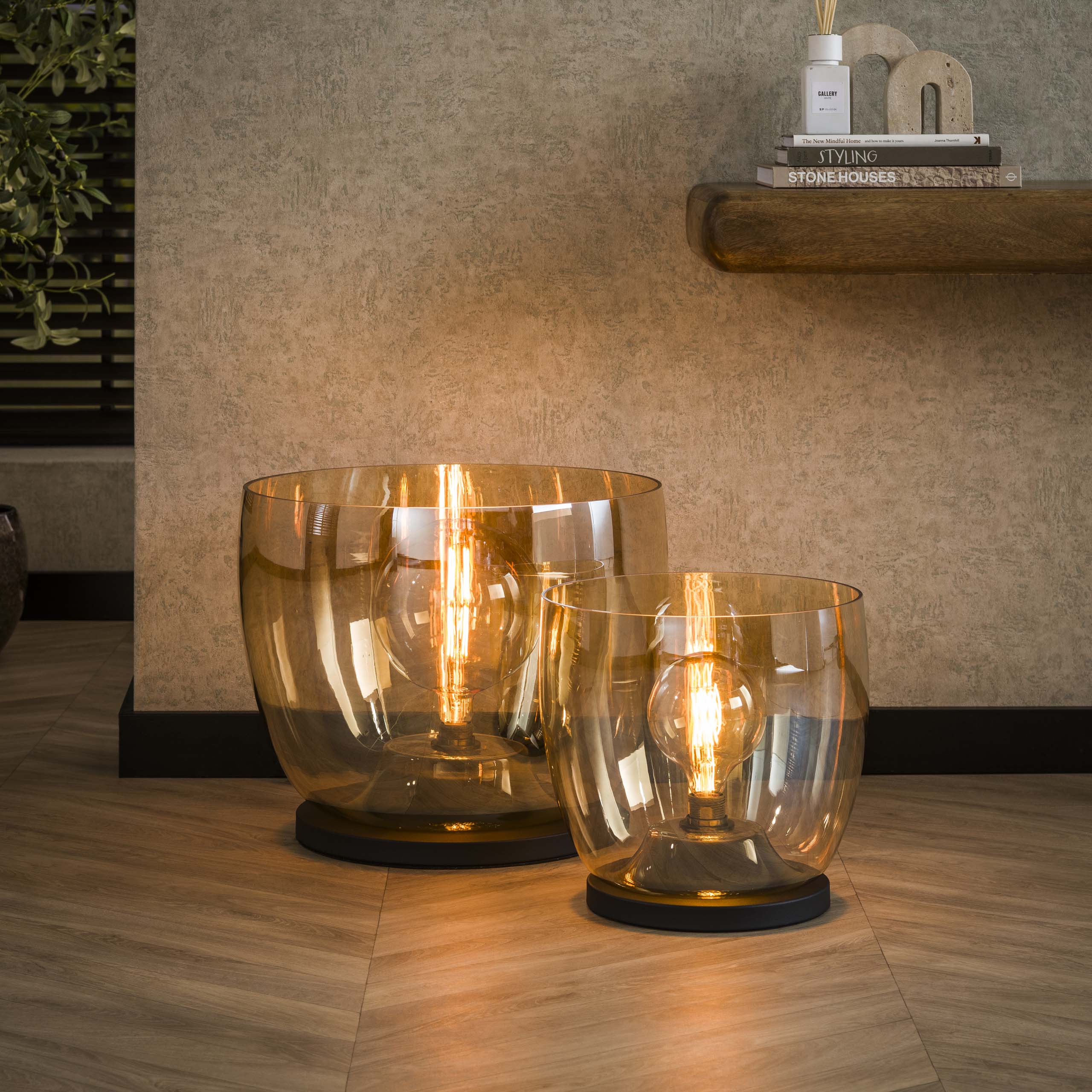 Lampadaire UP XL 1 lumière - Verre ambré