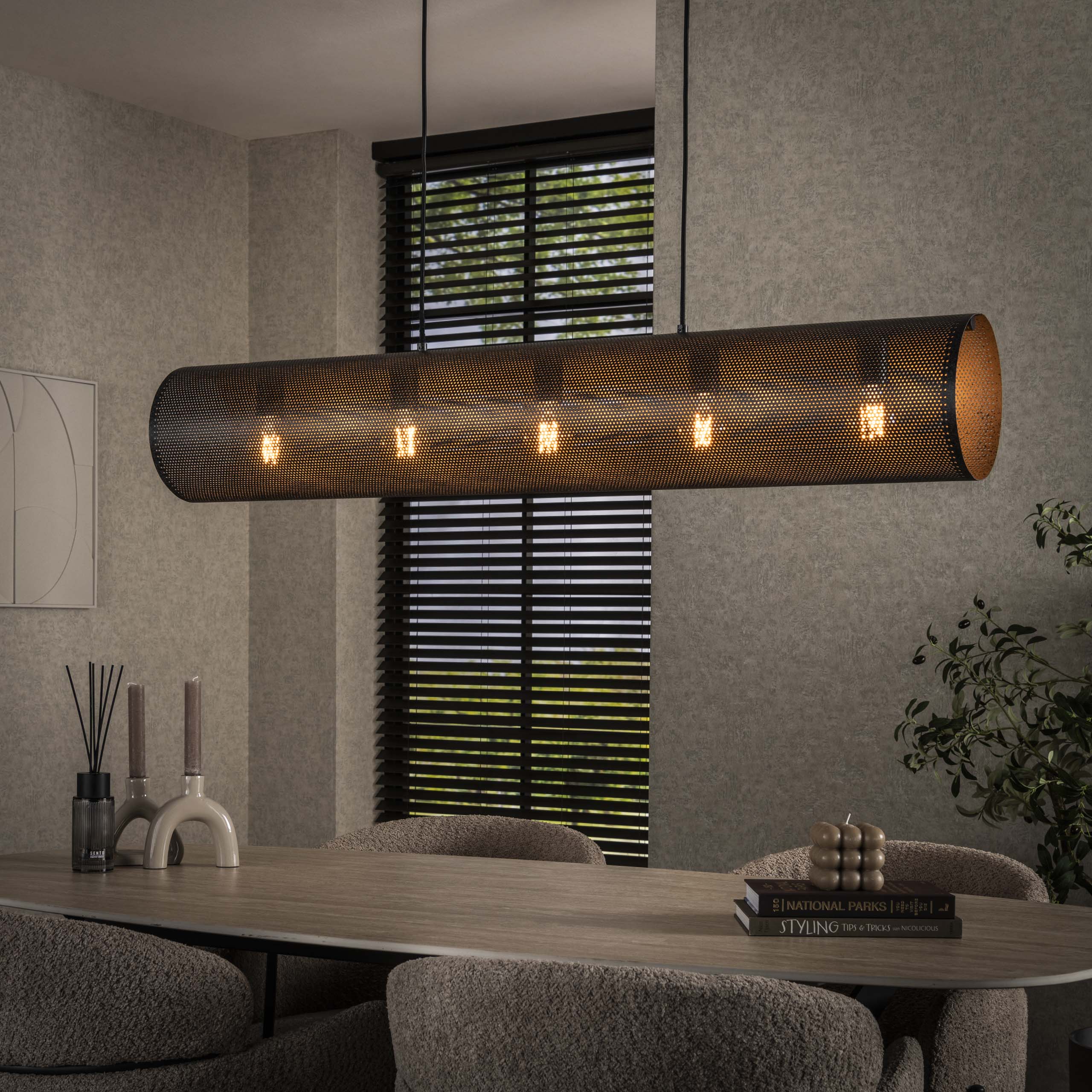 Lampe suspendue Tubon Mesh 5 lumières - Noir arctique