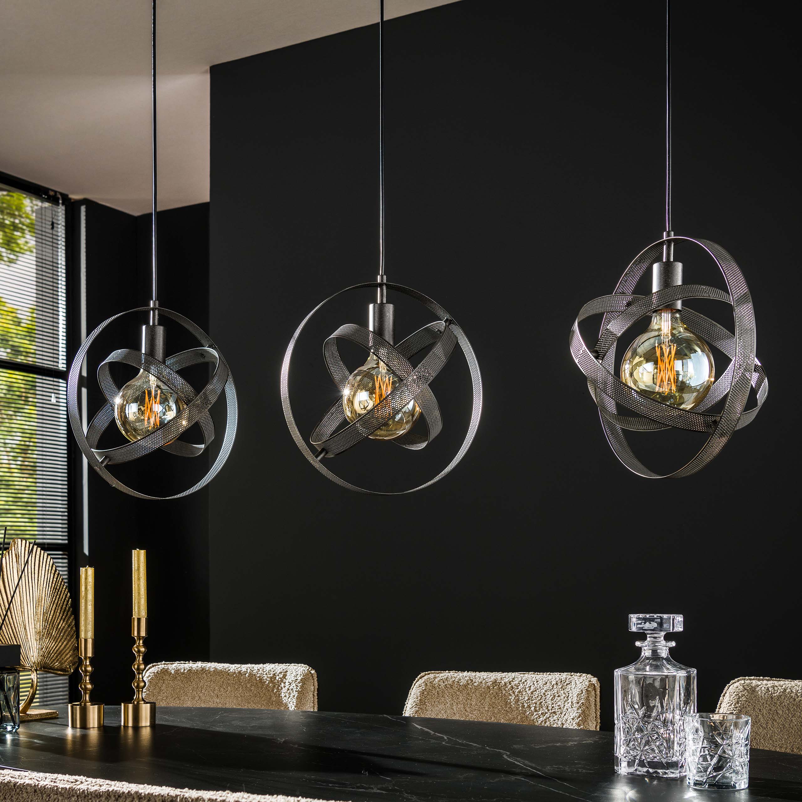 Lampe suspendue 3L maille cosmos / Noir Artic