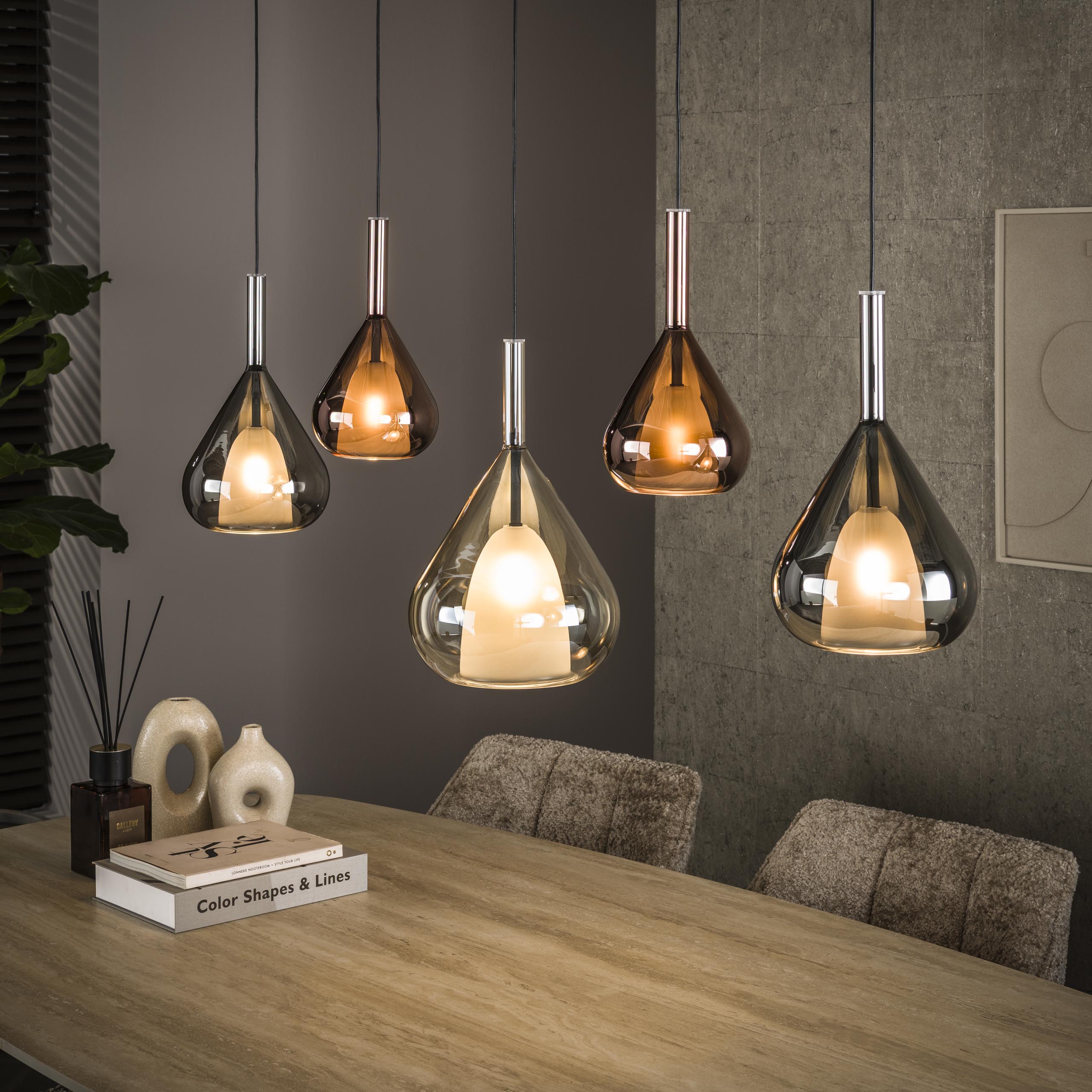 Lampe suspendue Wings 5 ​​lumières - Noir