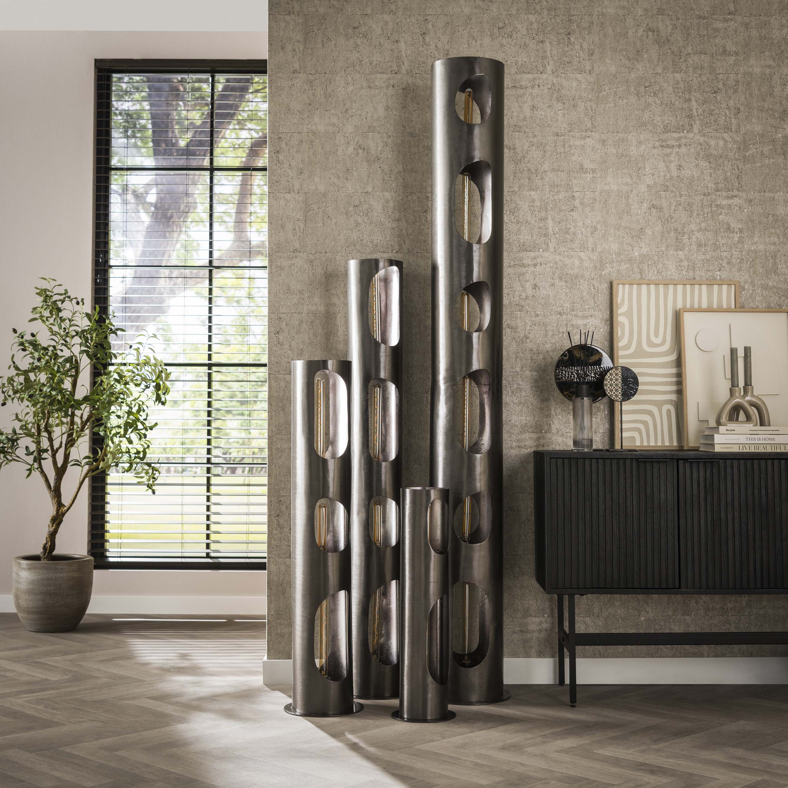 Lampadaire Organic Cylindre 3 lumières - Nickel noir
