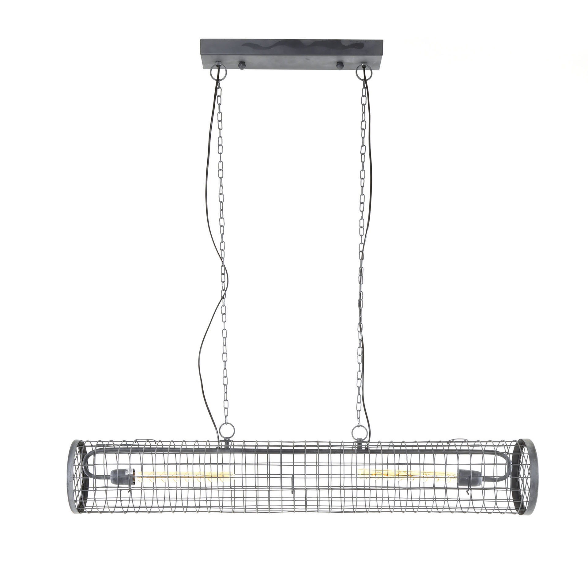 Lampe suspendue D20cm cylindre maille/Gris ardoise