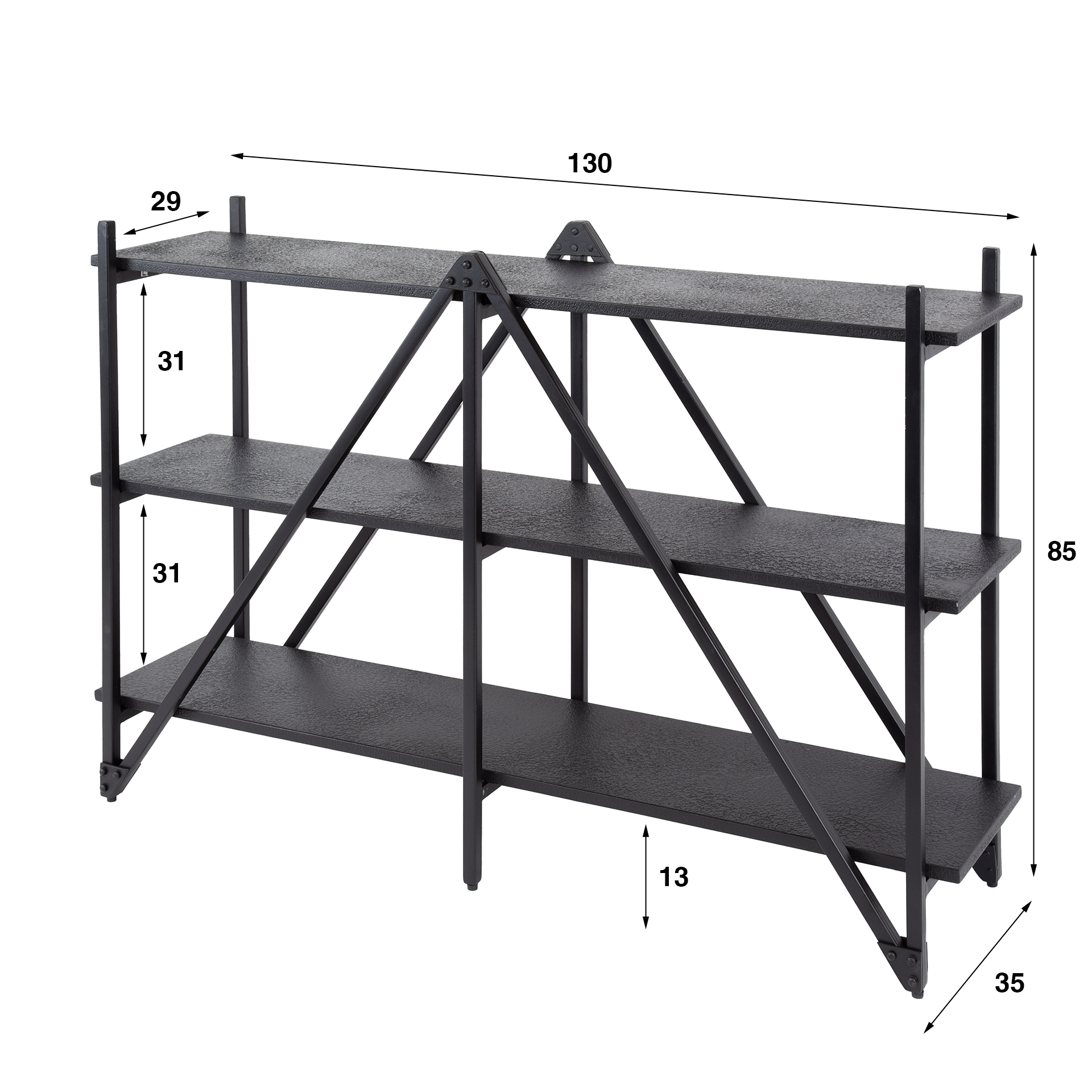 Etagère murale Piega 3 couches 130 cm - Gris