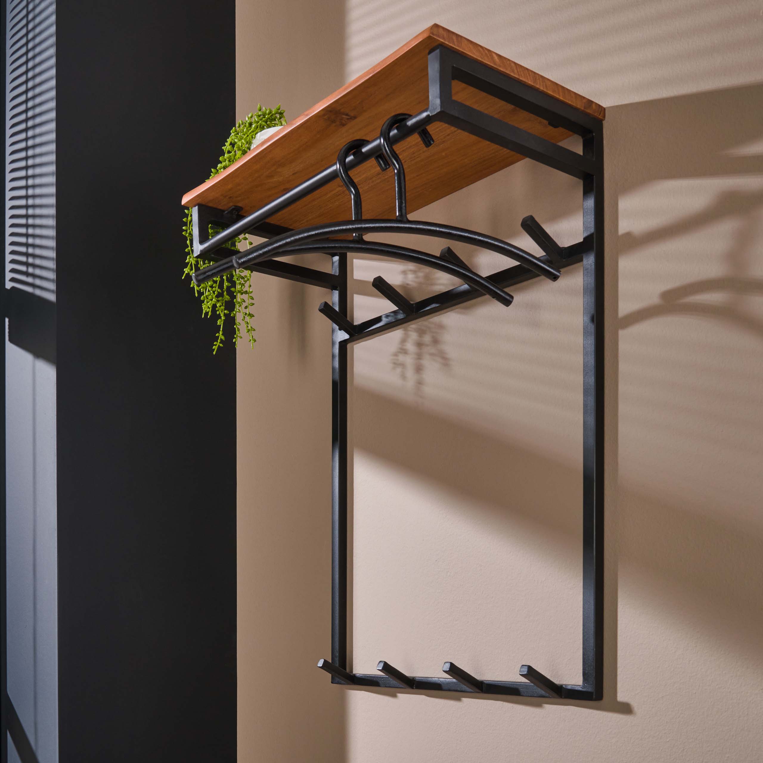 Porte manteau sur mesure haut 2x4 patères / Acacia massif naturel