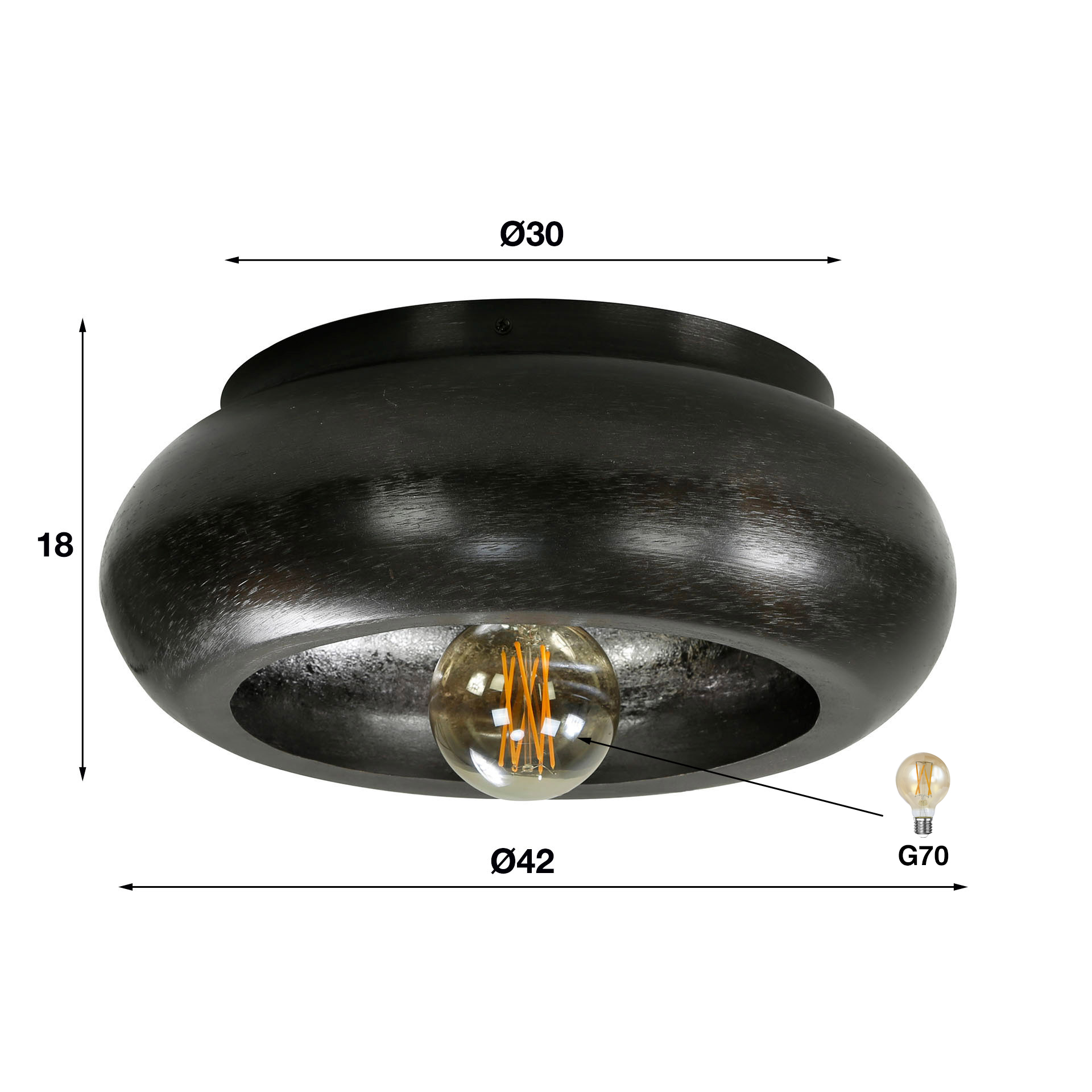 Plafonnier ciel Ø42 / Nickel noir