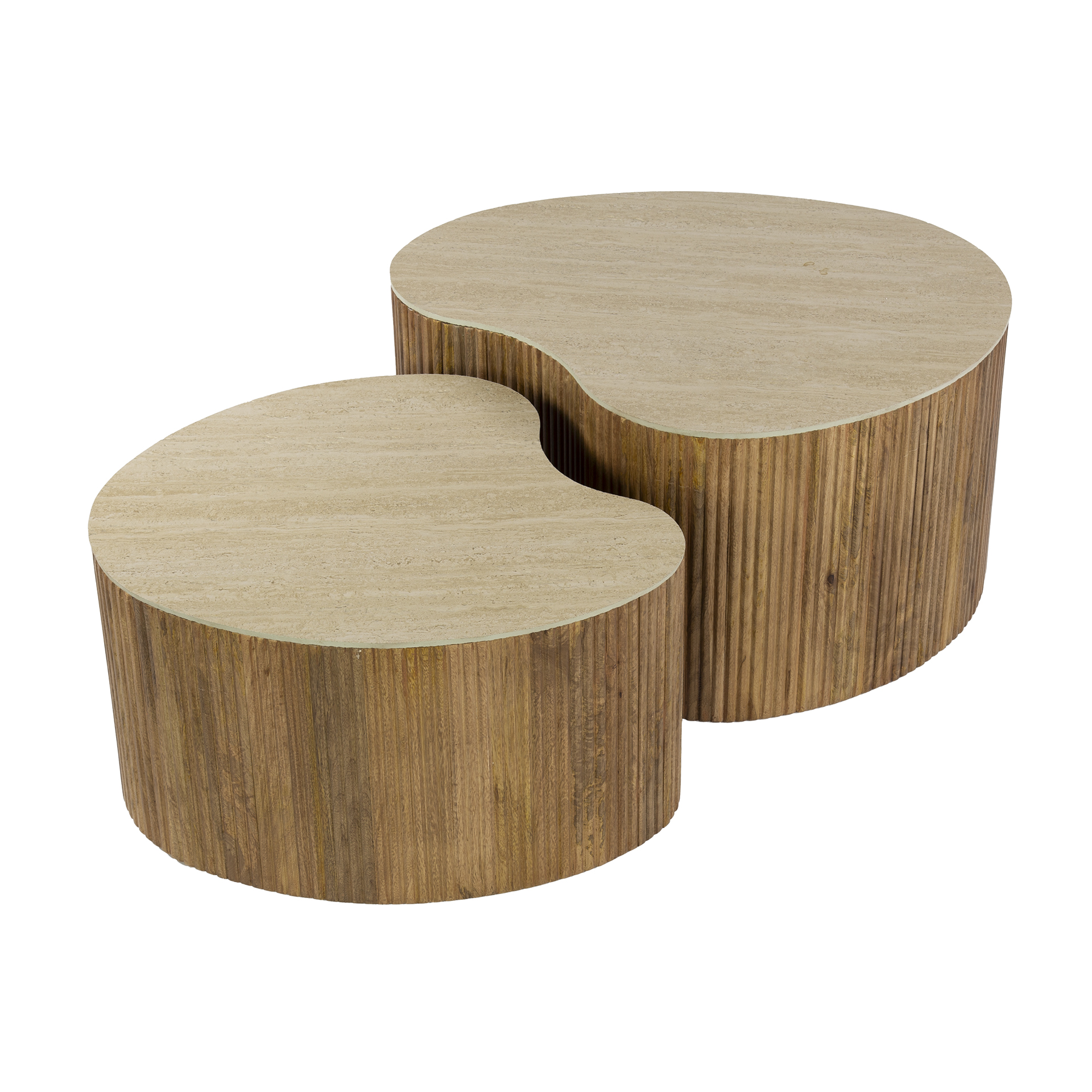 Table basse Nuovo en forme de rein - Lot de 2 - Manguier massif