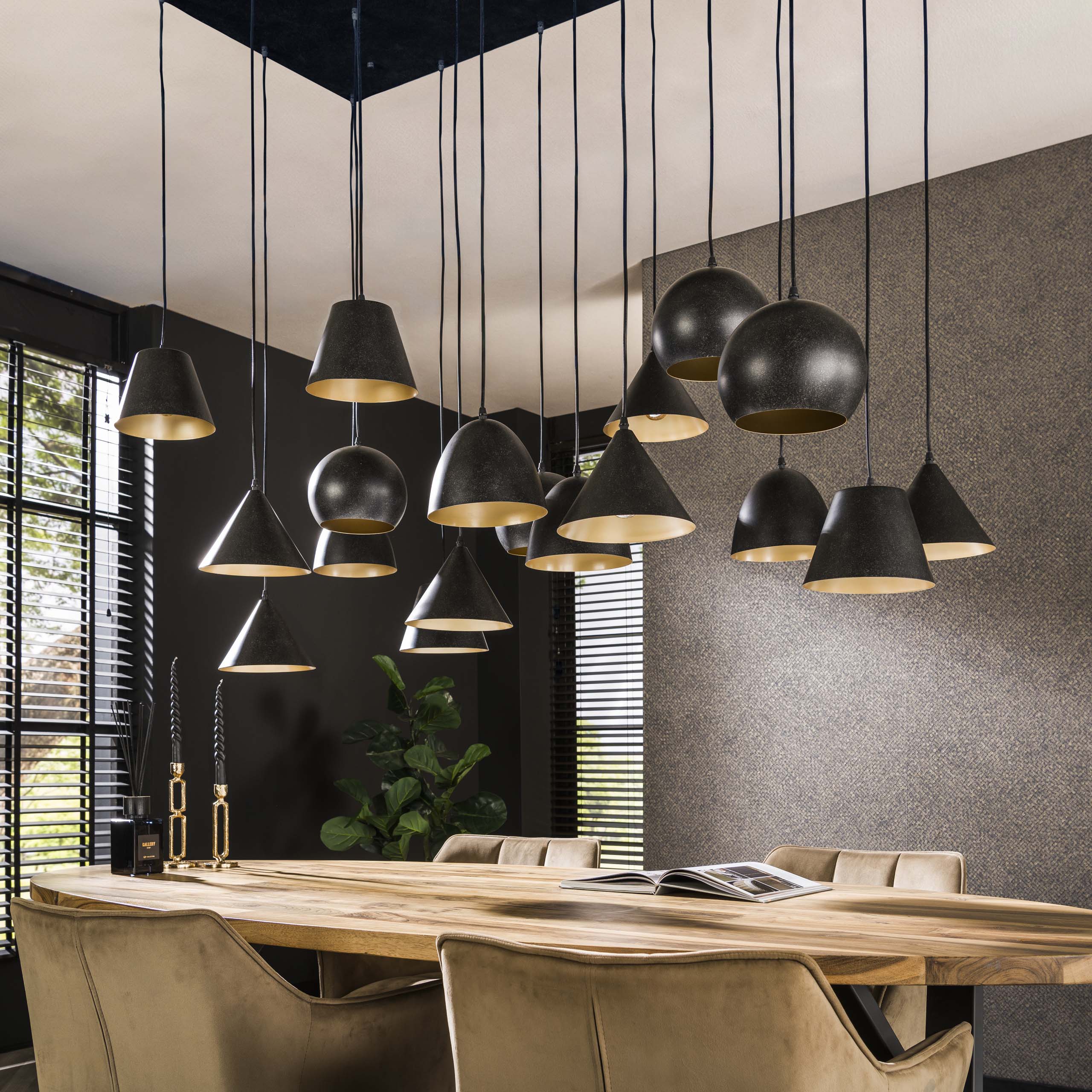 Lampe suspendue 18L XXL abat-jour métal / Noir Artic
