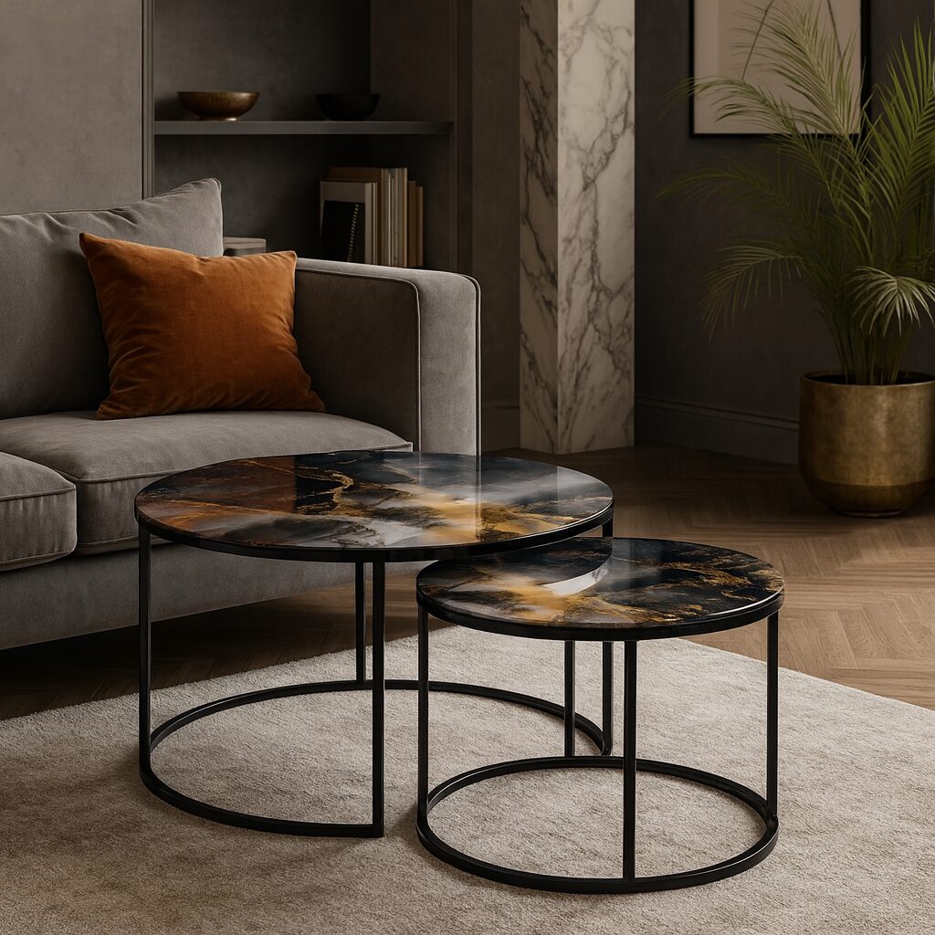 Table basse Noir - Marbre Abstrait