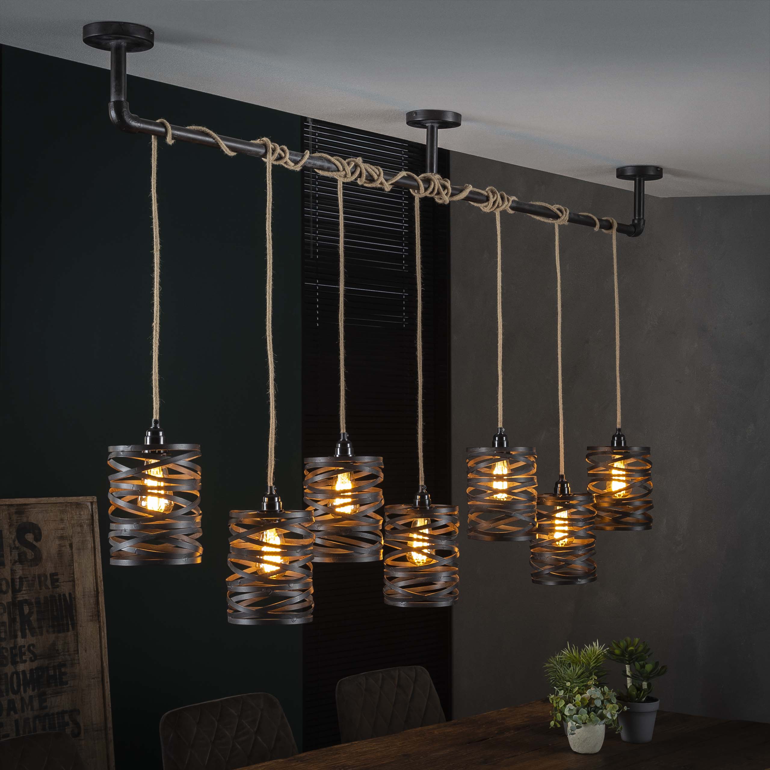 Lampe suspendue 7L twist wrap XL / Gris ardoise